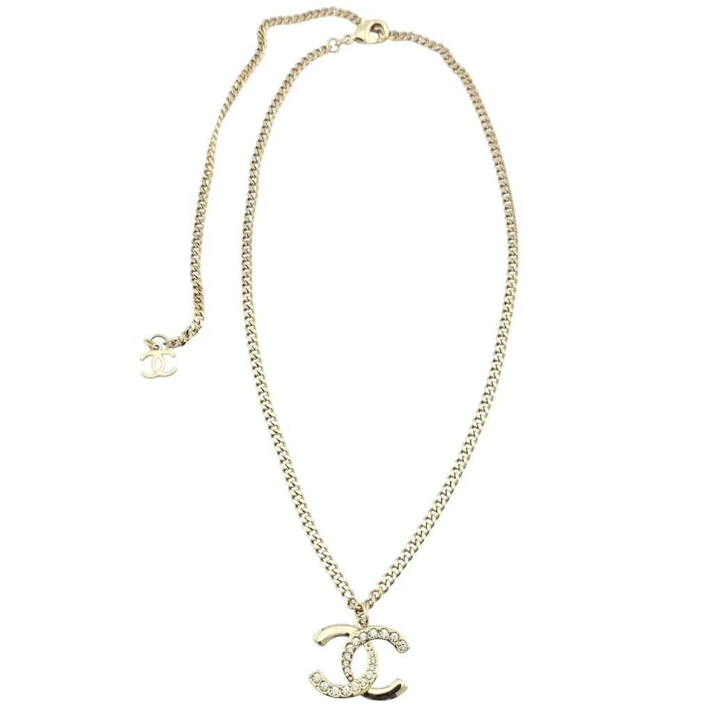 Chanel CC Gold Crystal Pendant Necklace 2024 CHANEL