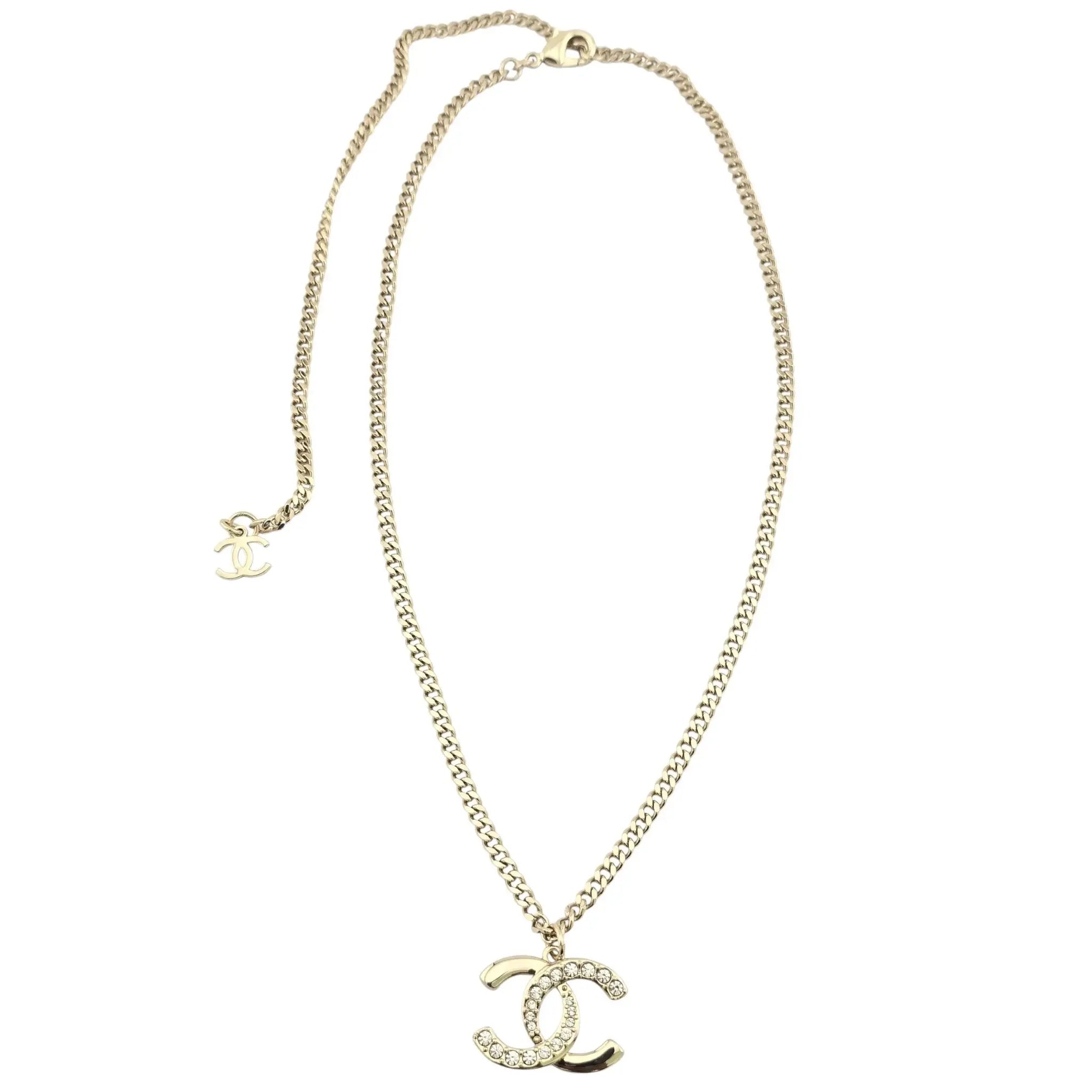 Chanel CC Gold Crystal Pendant Necklace 2024 CHANEL