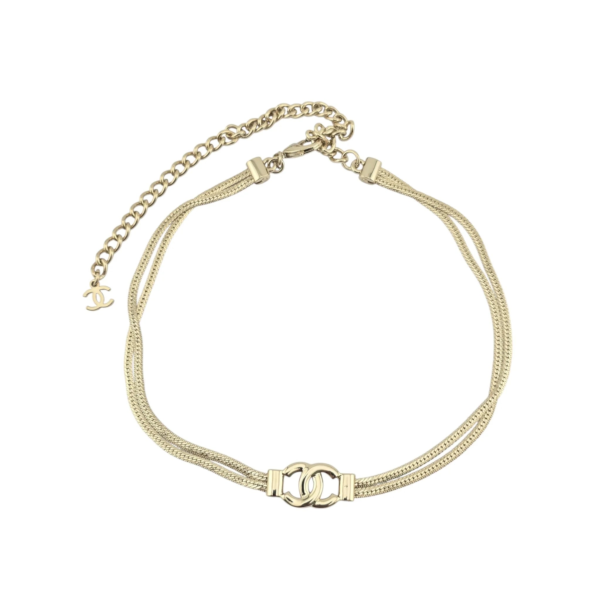 Chanel CC Choker Multi-Strand Gold Necklace 2024 CHANEL