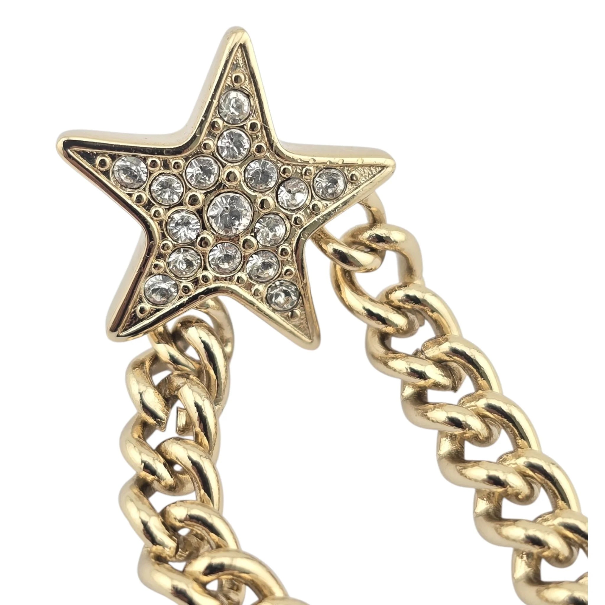 Chanel CC Crystal Chain Star Brooch Gold CHANEL
