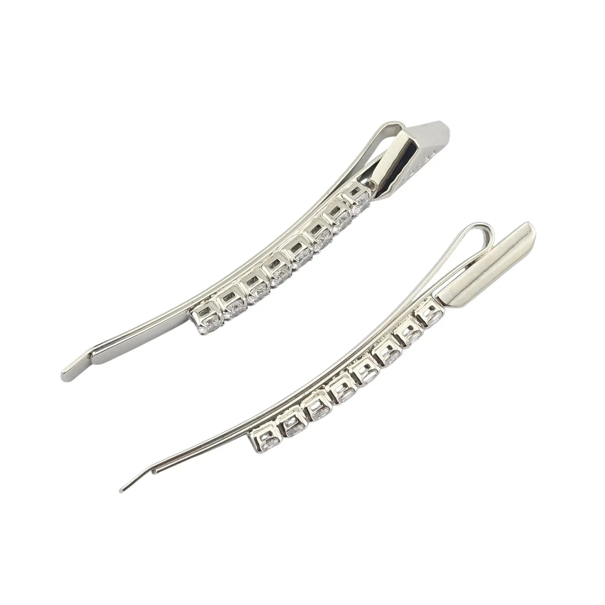 Prada Crystal Embellished Silver Hair Clip PRADA