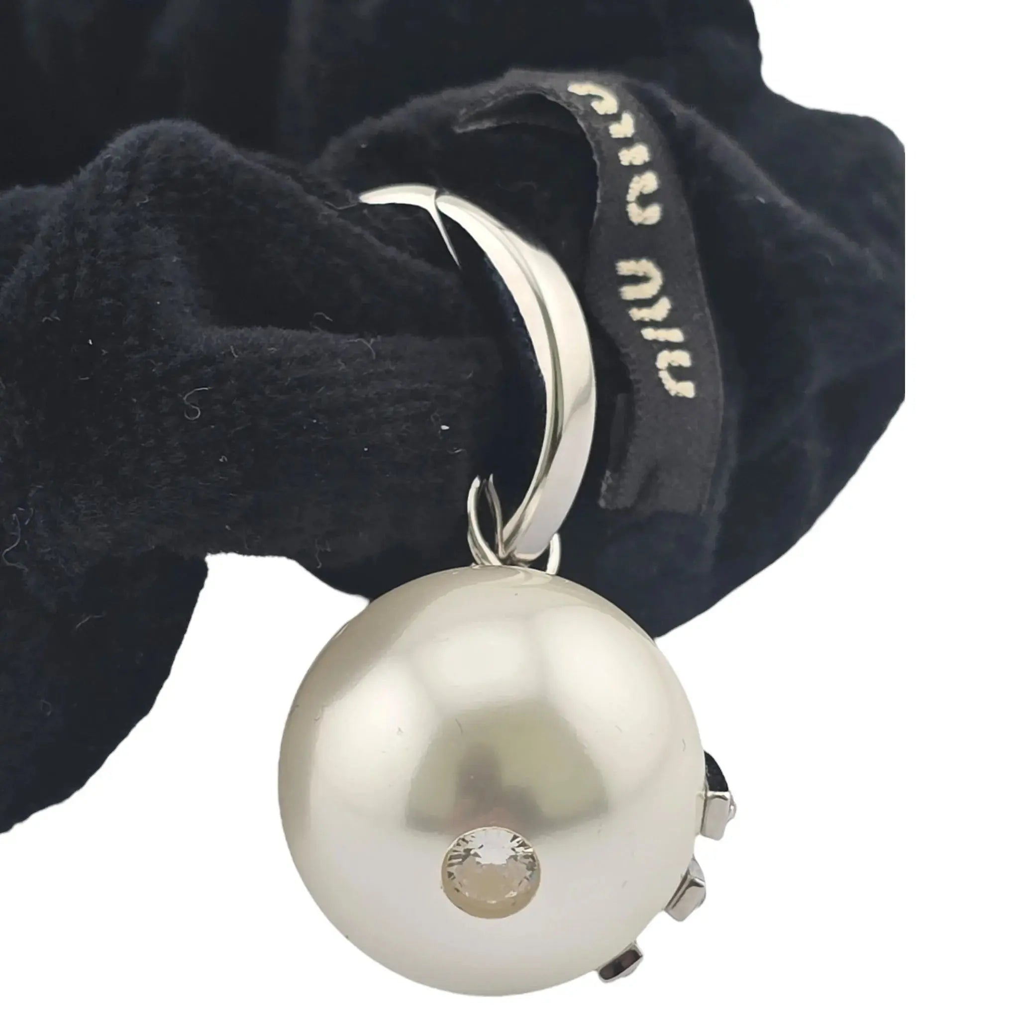 Miu Miu Black Velvet Pearl Scrunchie MIU MIU