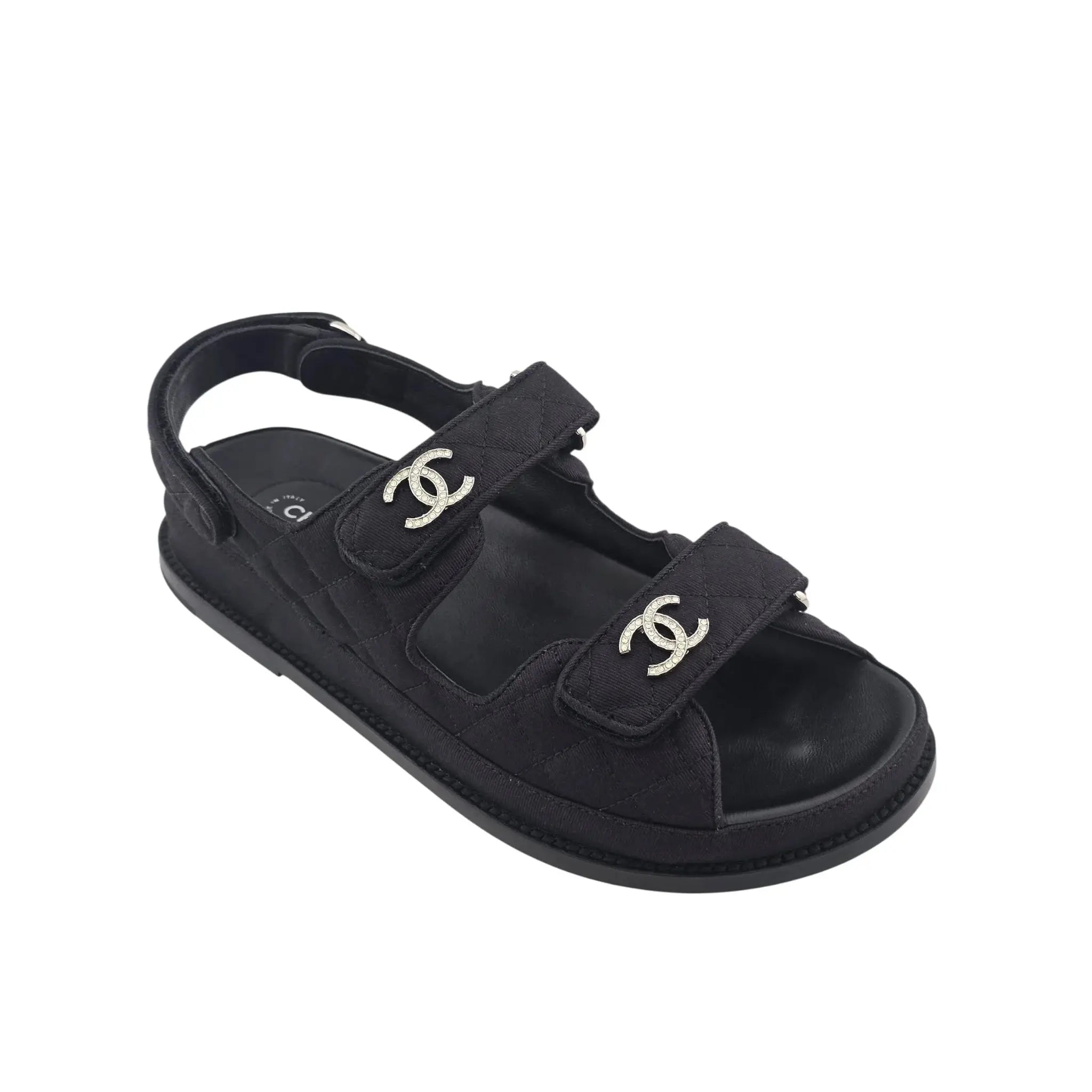 Chanel Mixed Fibers Velcro Dad Sandals 39 CHANEL