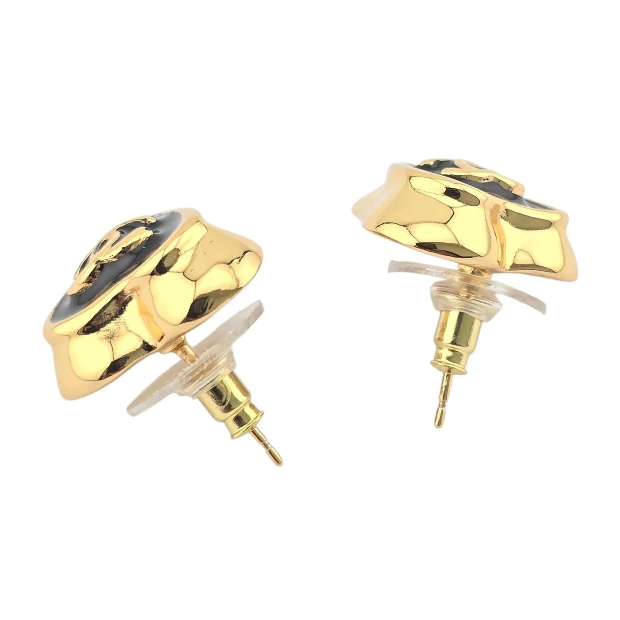Chanel CC Gold Black Earrings 2025 CHANEL