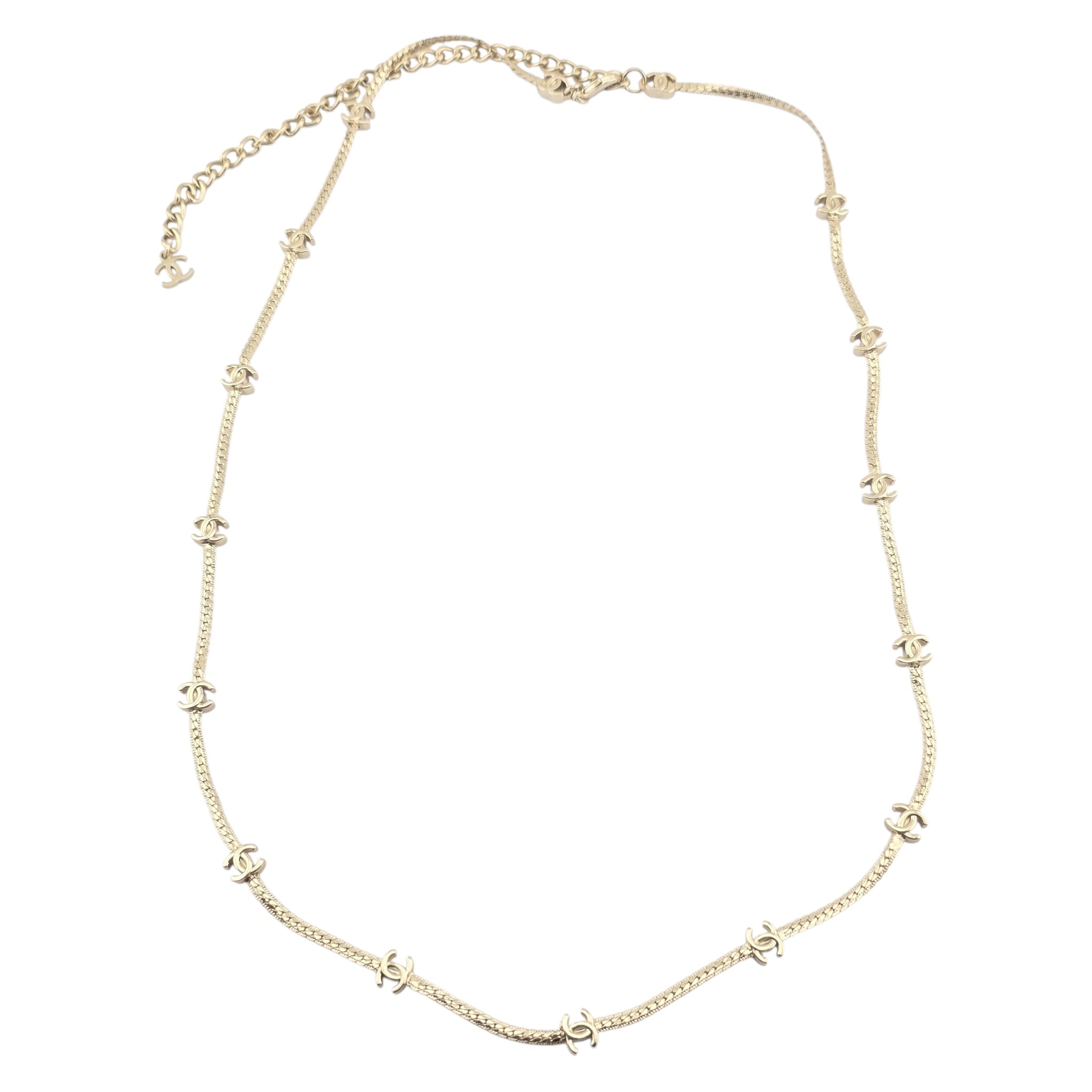 Chanel CC Metal Thin Gold Necklace 2024 CHANEL