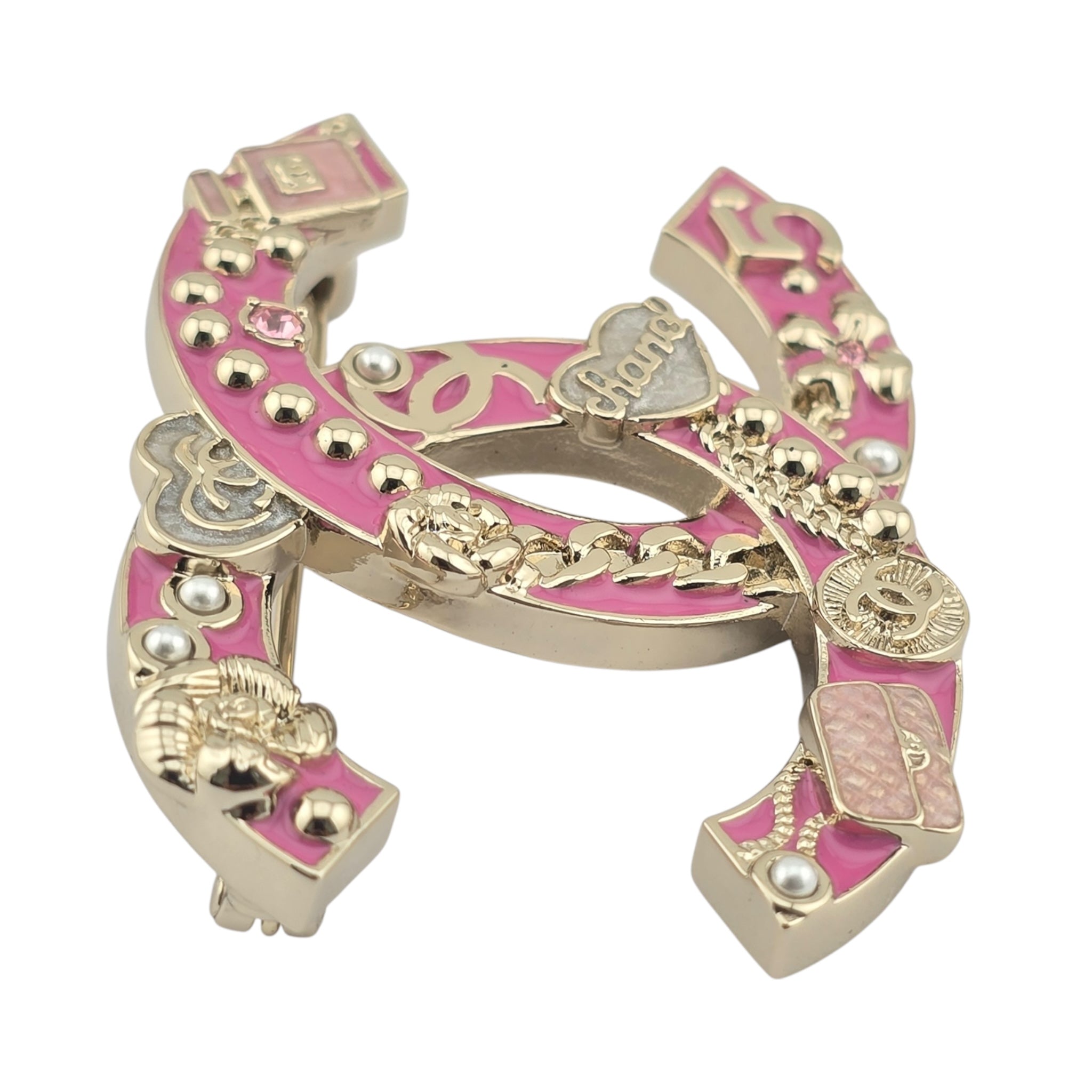 Chanel CC Pink Gold Enamel Brooch 2024 CHANEL