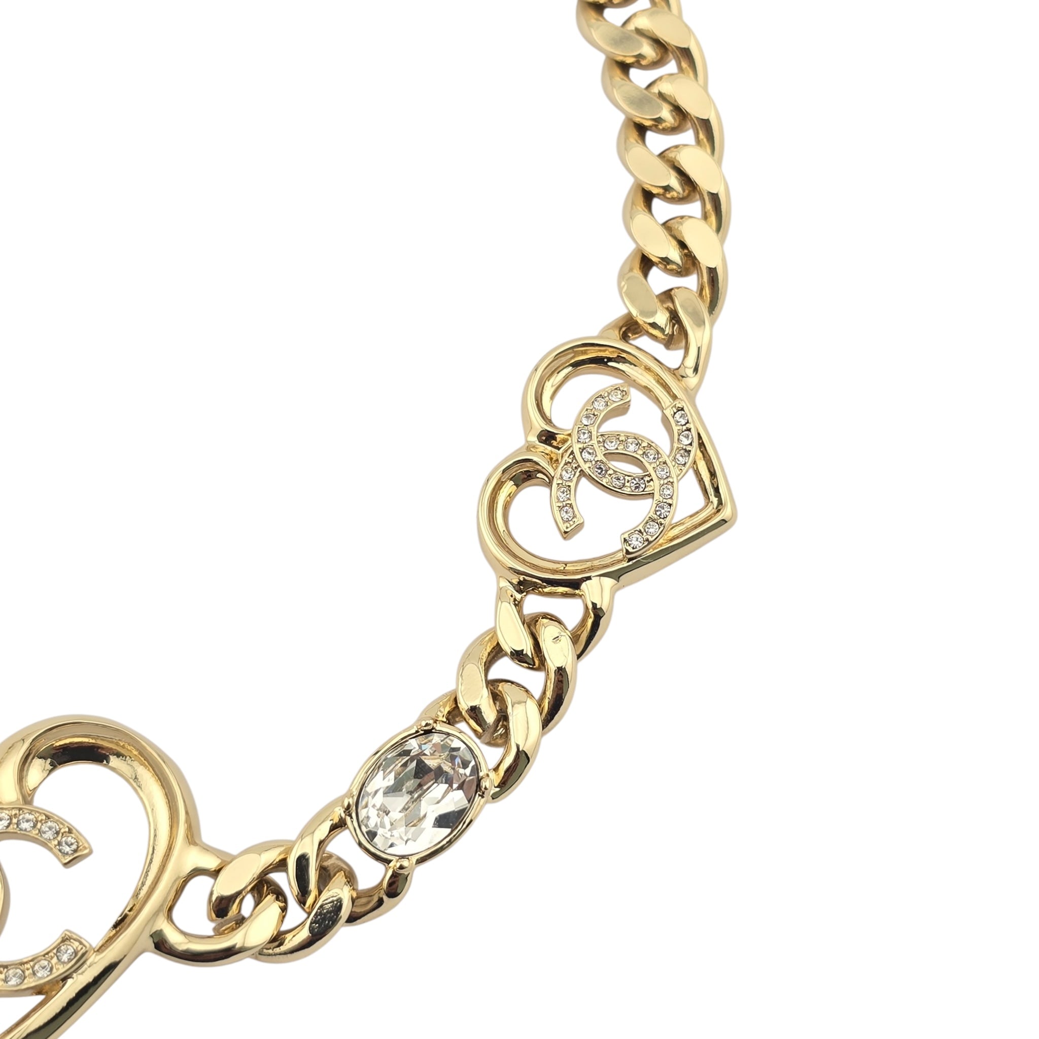 Chanel CC Heart Pendant Gold Choker Necklace 2023 CHANEL