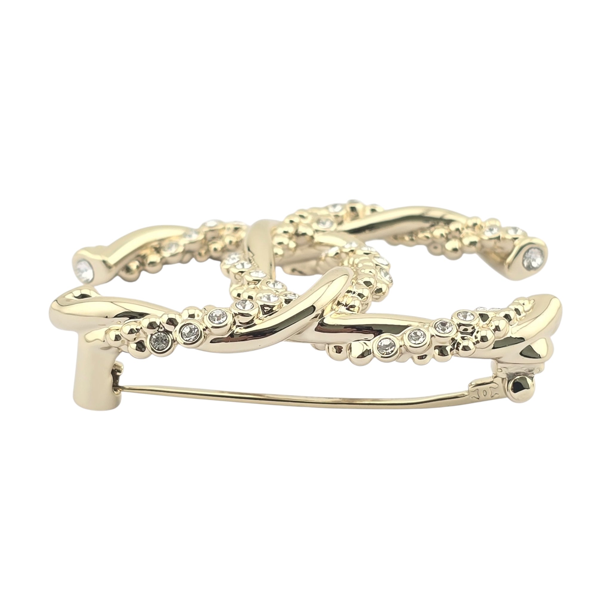 Chanel CC Twisted Gold Crystal Brooch 2023 CHANEL