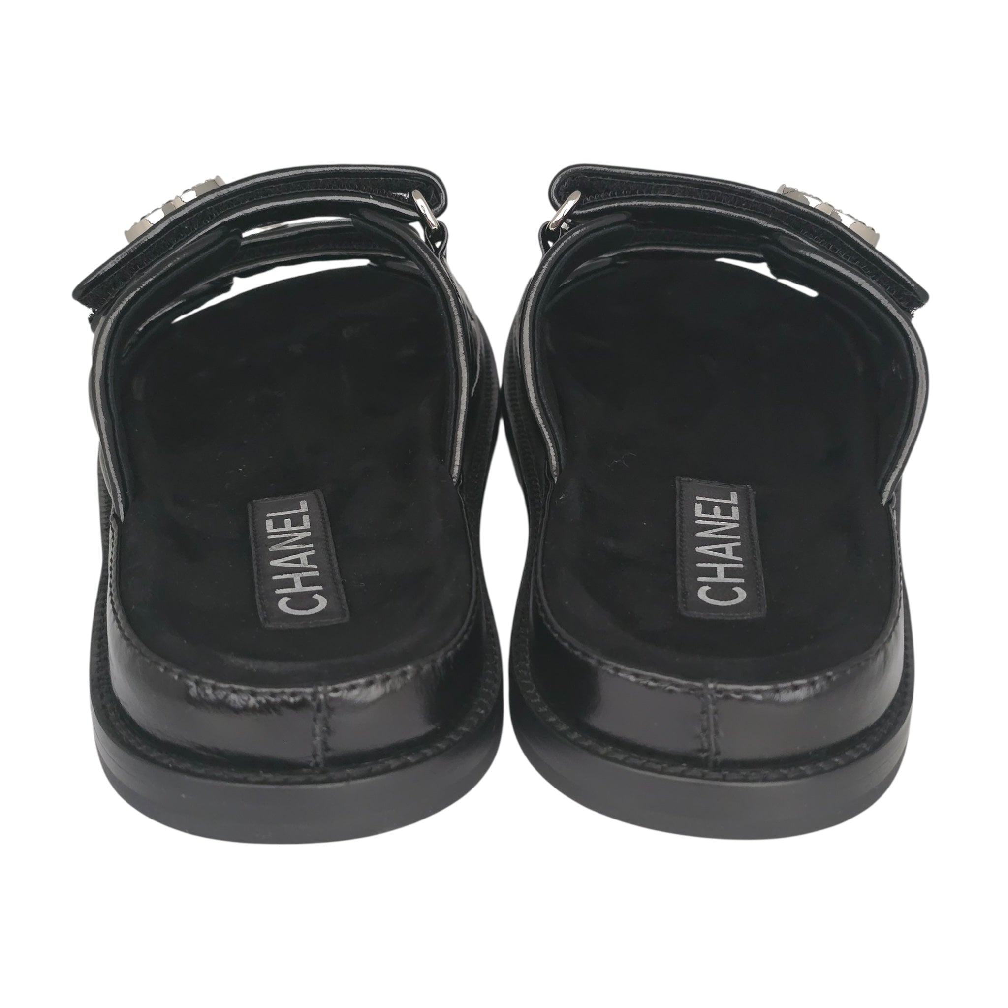 Chanel CC Dad Backless Black Quilt Sandals