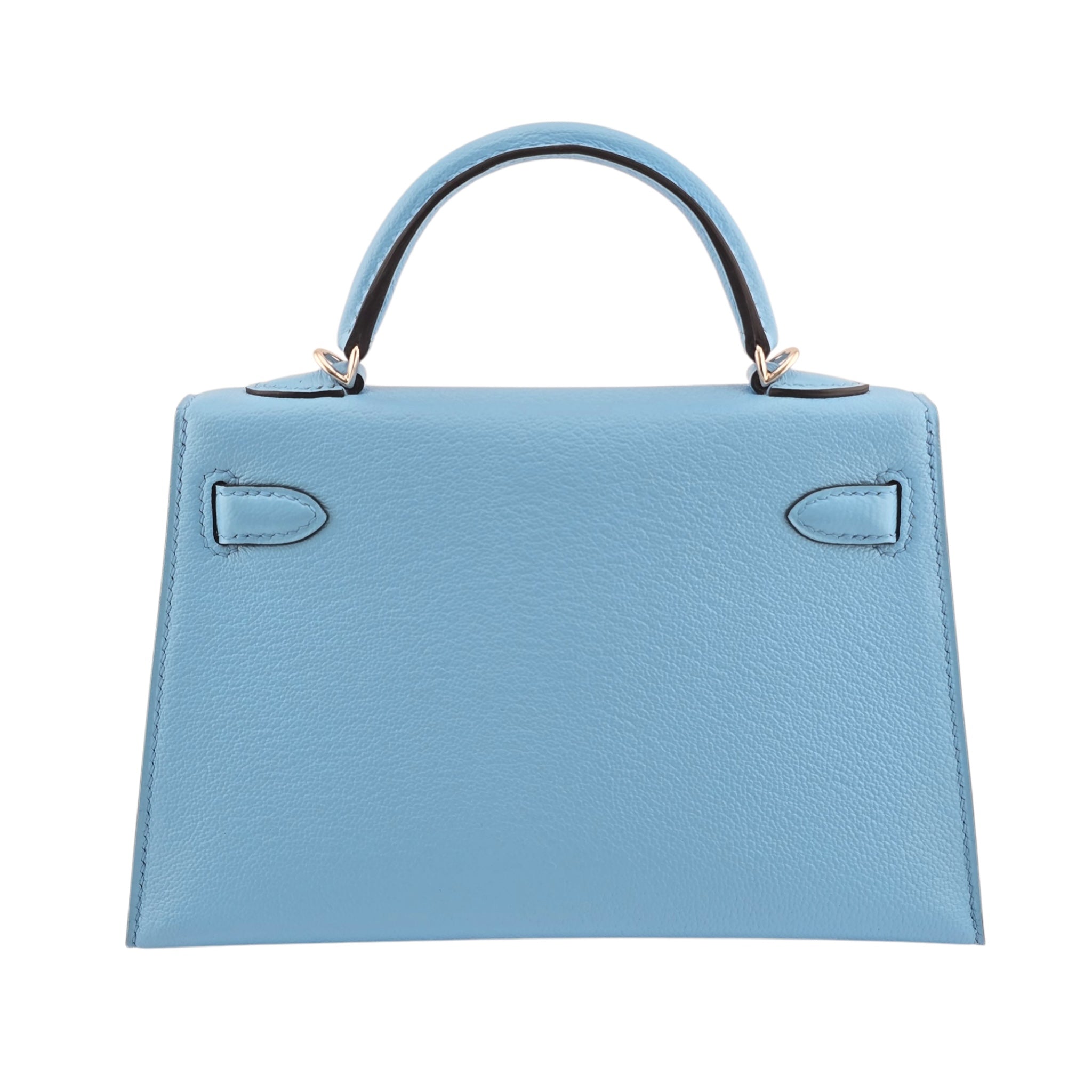Hermes Mini Kelly II Bleu Celeste Chevre Palladium Hardware Bag