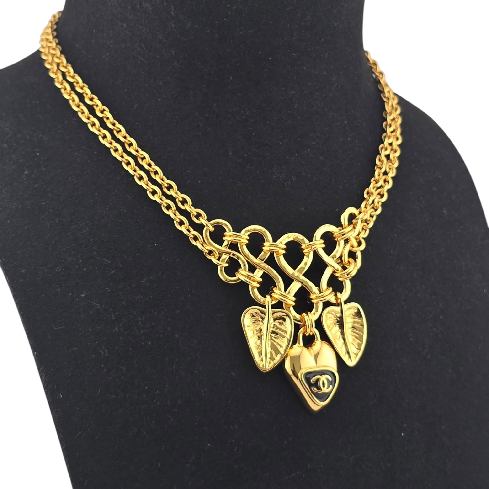 Chanel CC Gold Leaf Pendant Necklace 2025