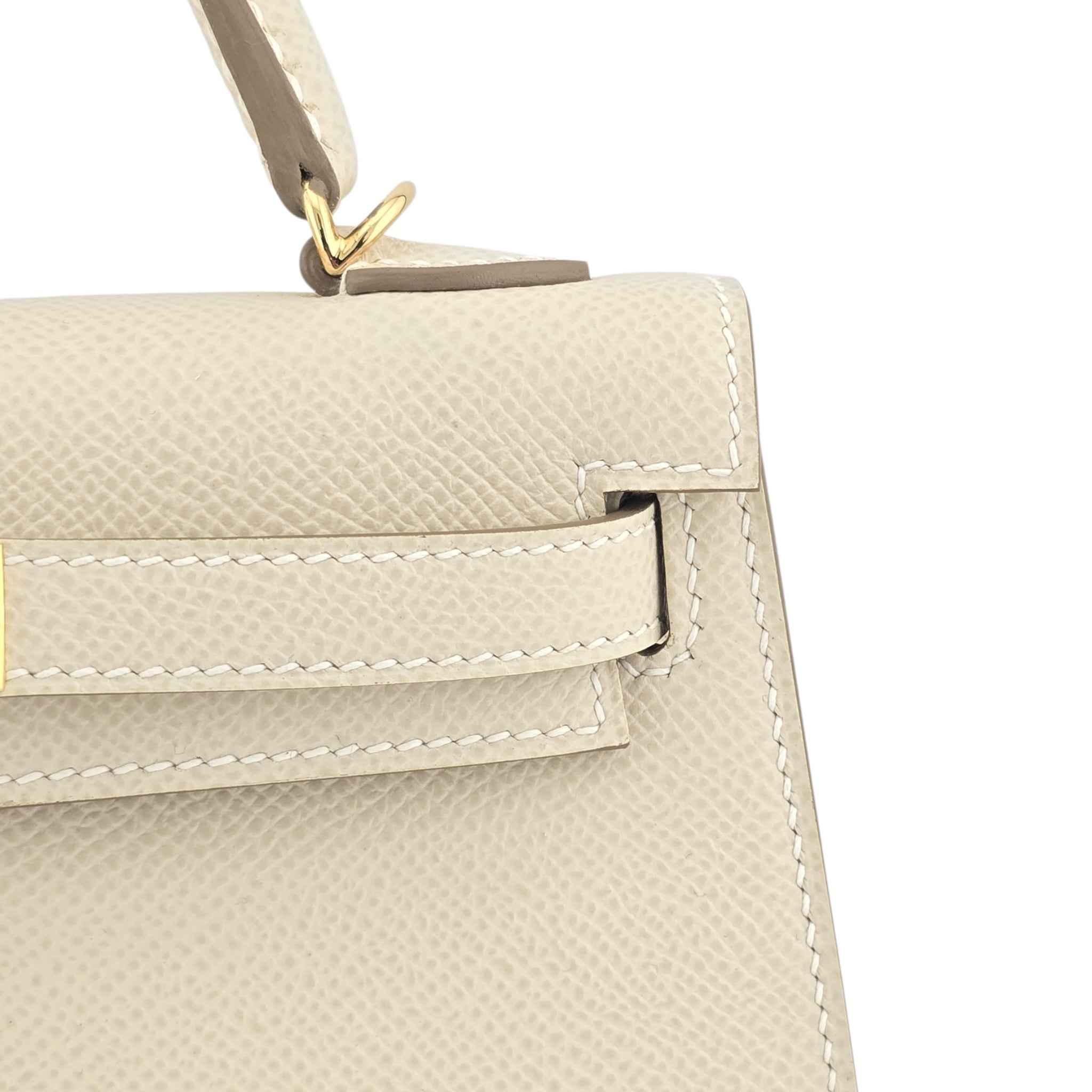 Hermes Mini Kelly II Epsom Craie Gold Hardware Bag HERMES