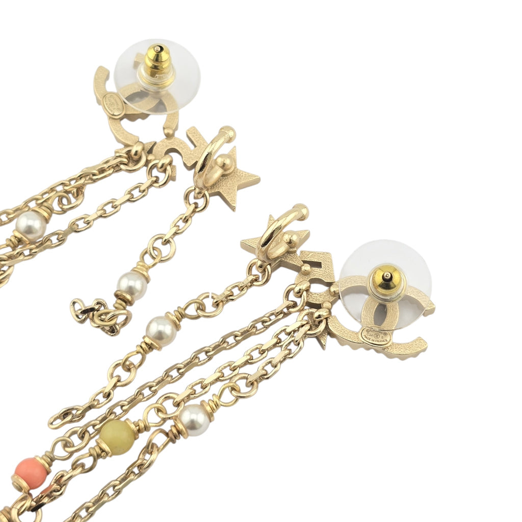Chanel CC Gold Multi Chain Drop Earrings 2022 CHANEL