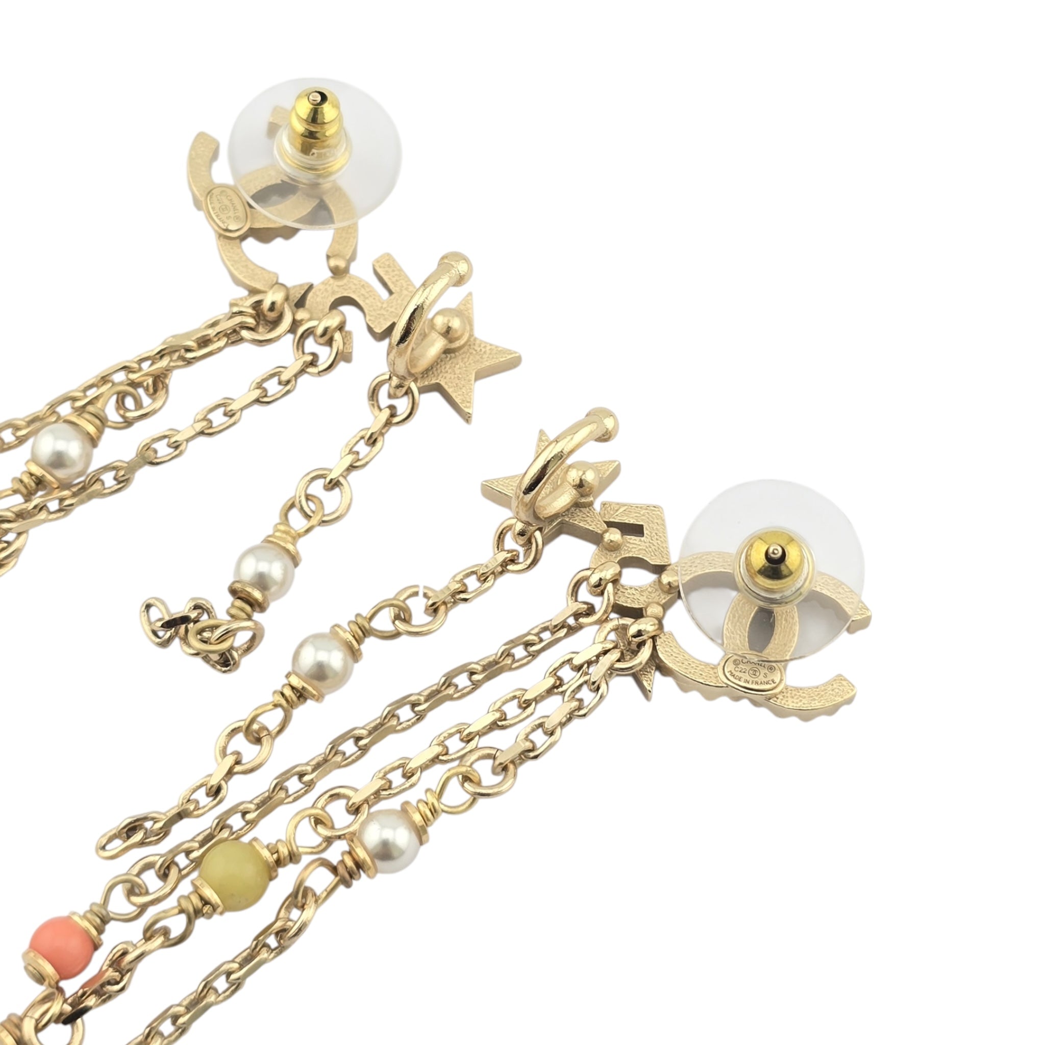 Chanel CC Gold Multi Chain Drop Earrings 2022 CHANEL