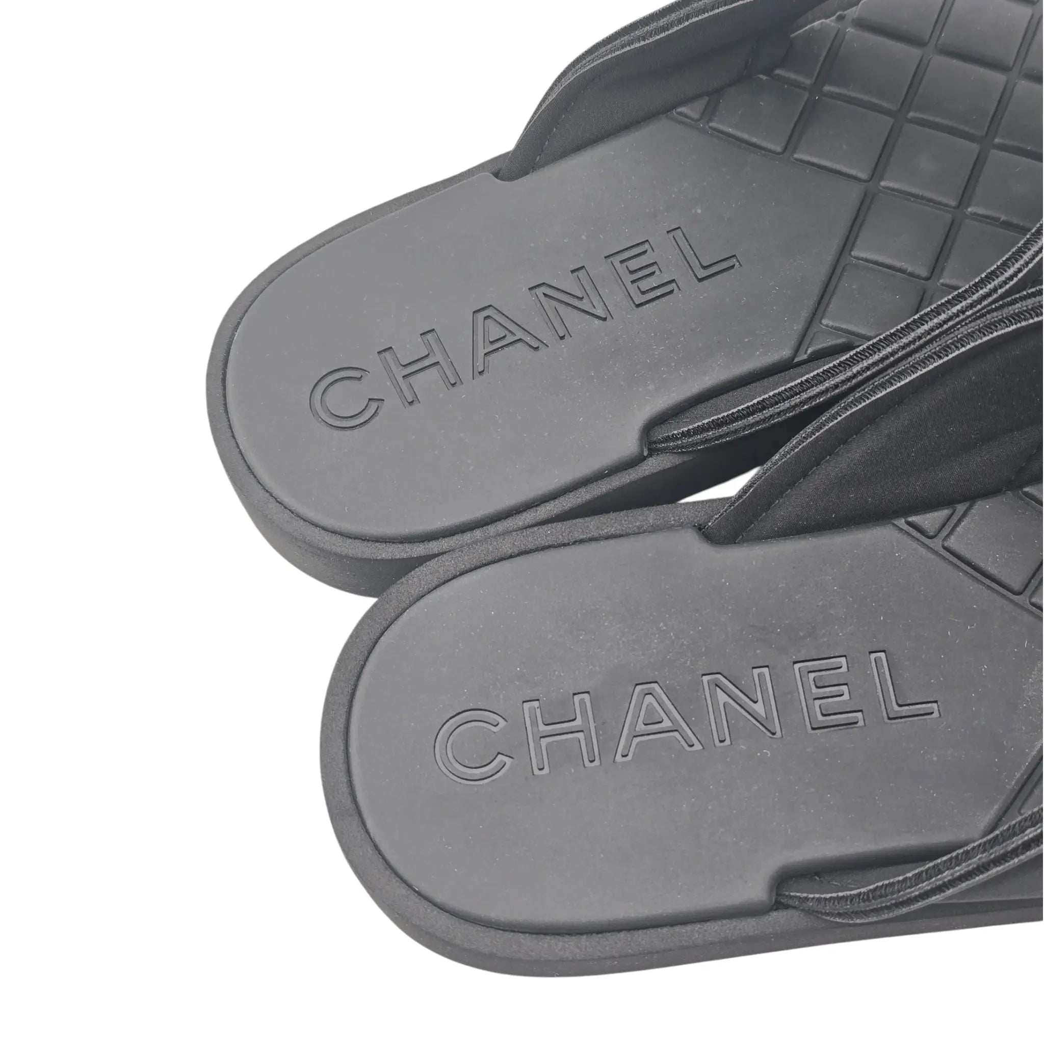 Chanel CC Black Fabric Thong Sandals 39 UK6 CHANEL