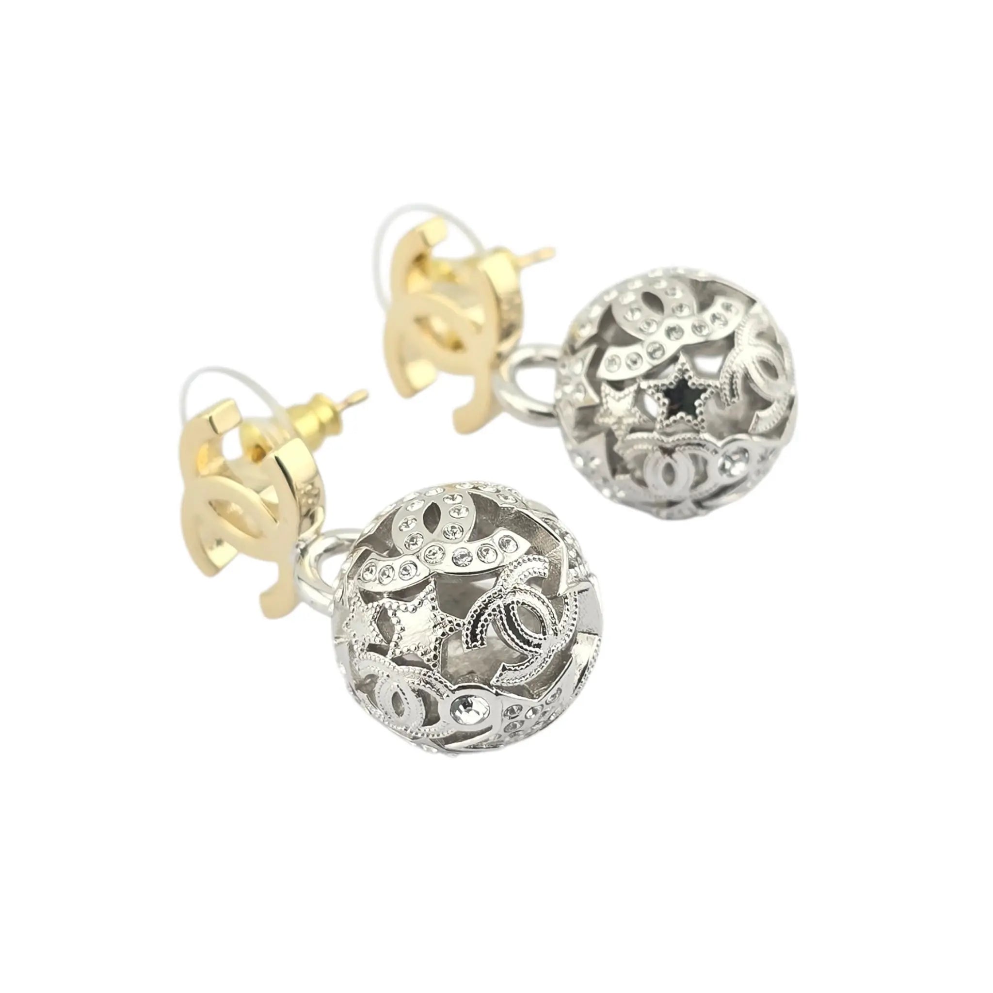Chanel CC Gold / Silver Ball Earrings 2025 CHANEL