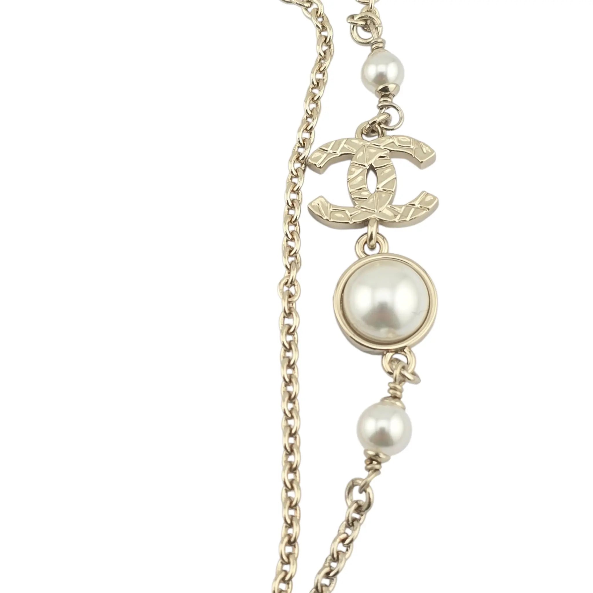 Chanel CC Faux Pearl Metal Long Necklace 2025 CHANEL