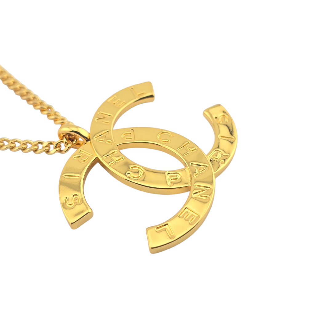 Chanel CC Gold Metal Paris Button Necklace