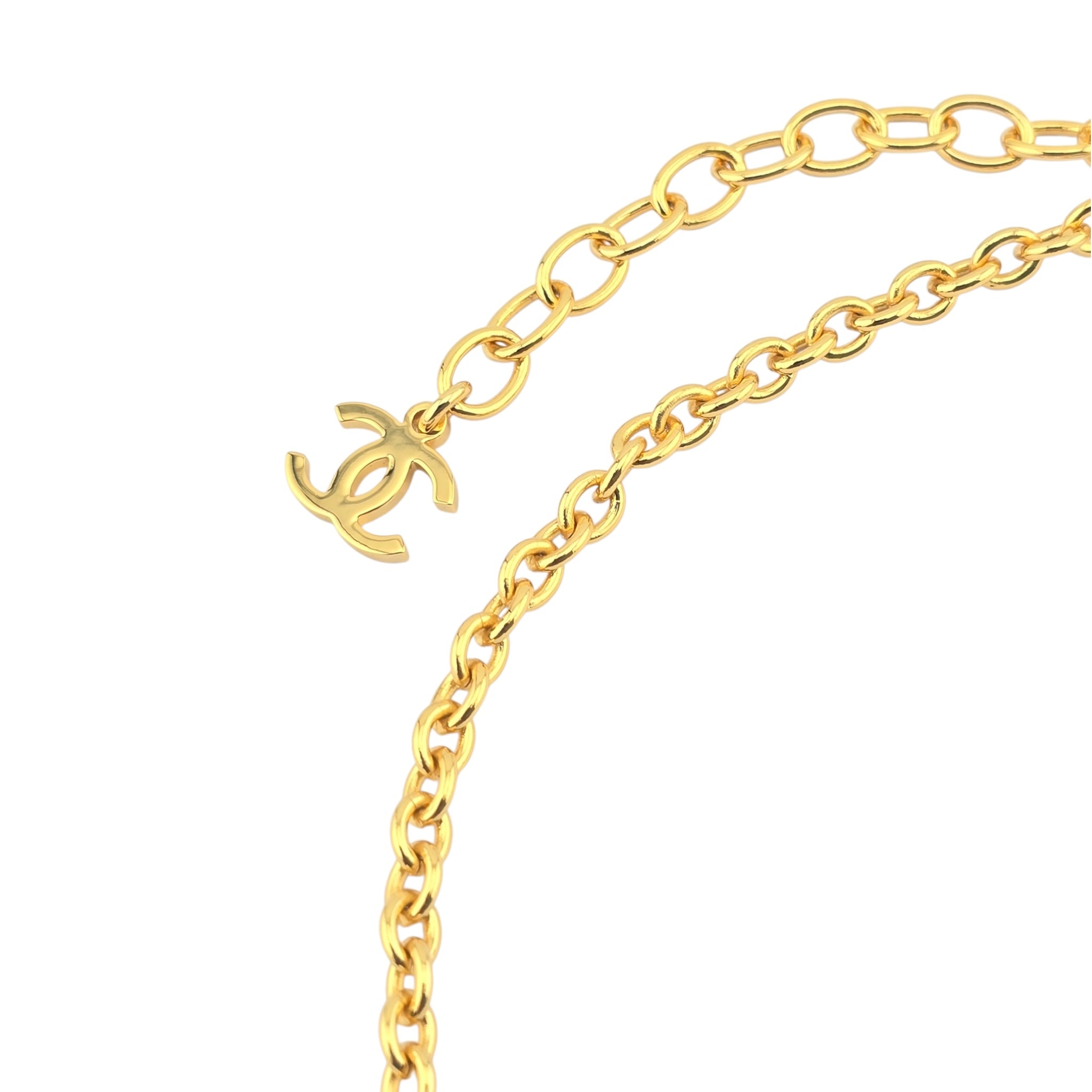Chanel CC Gold Black Heart Leaf Necklace 2025