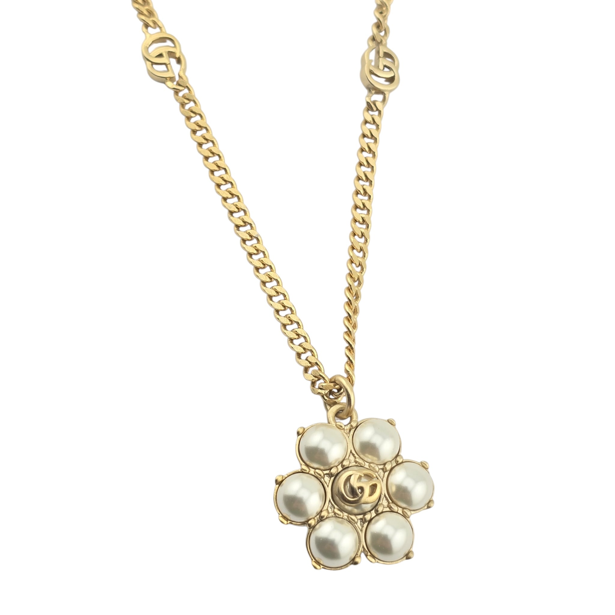 GUCCI GG Marmont Faux Pearl Necklace