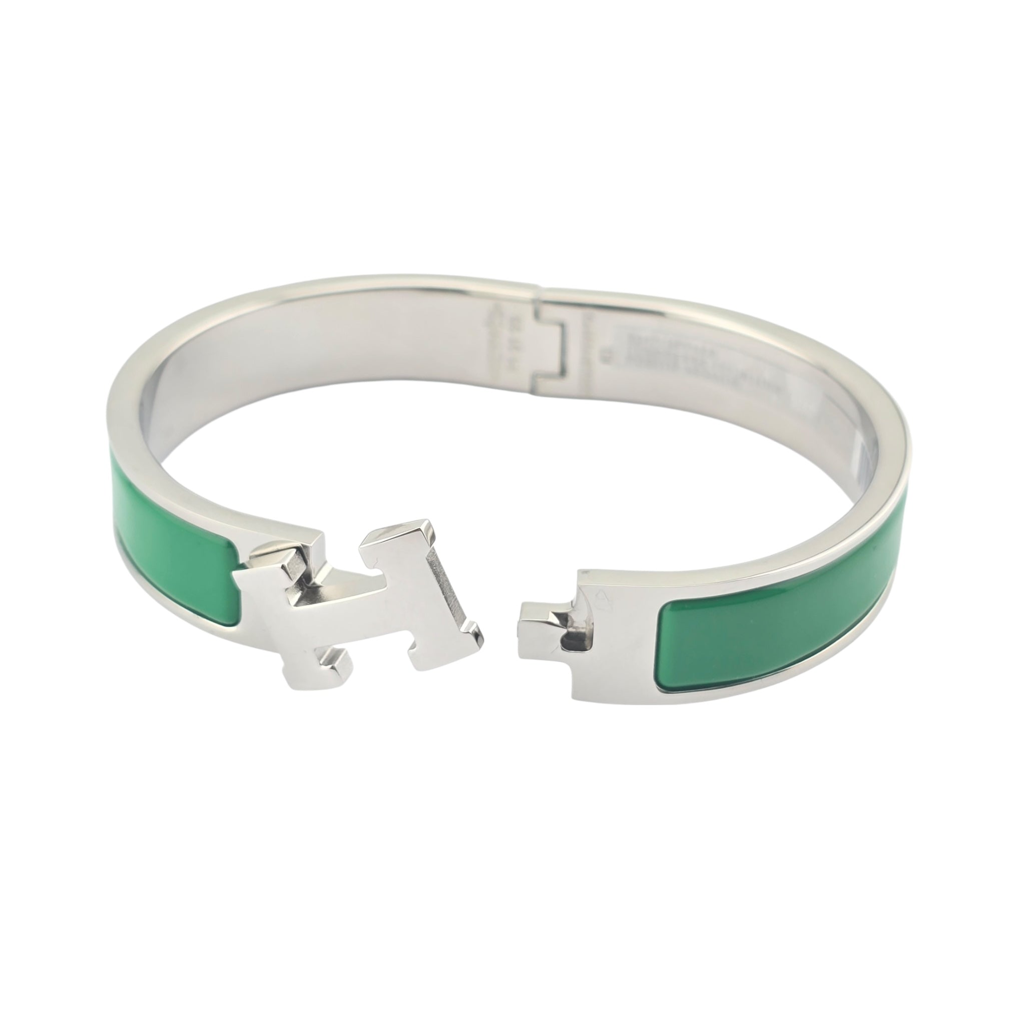 Hermes Clic H Bracelet Green Palladium GM