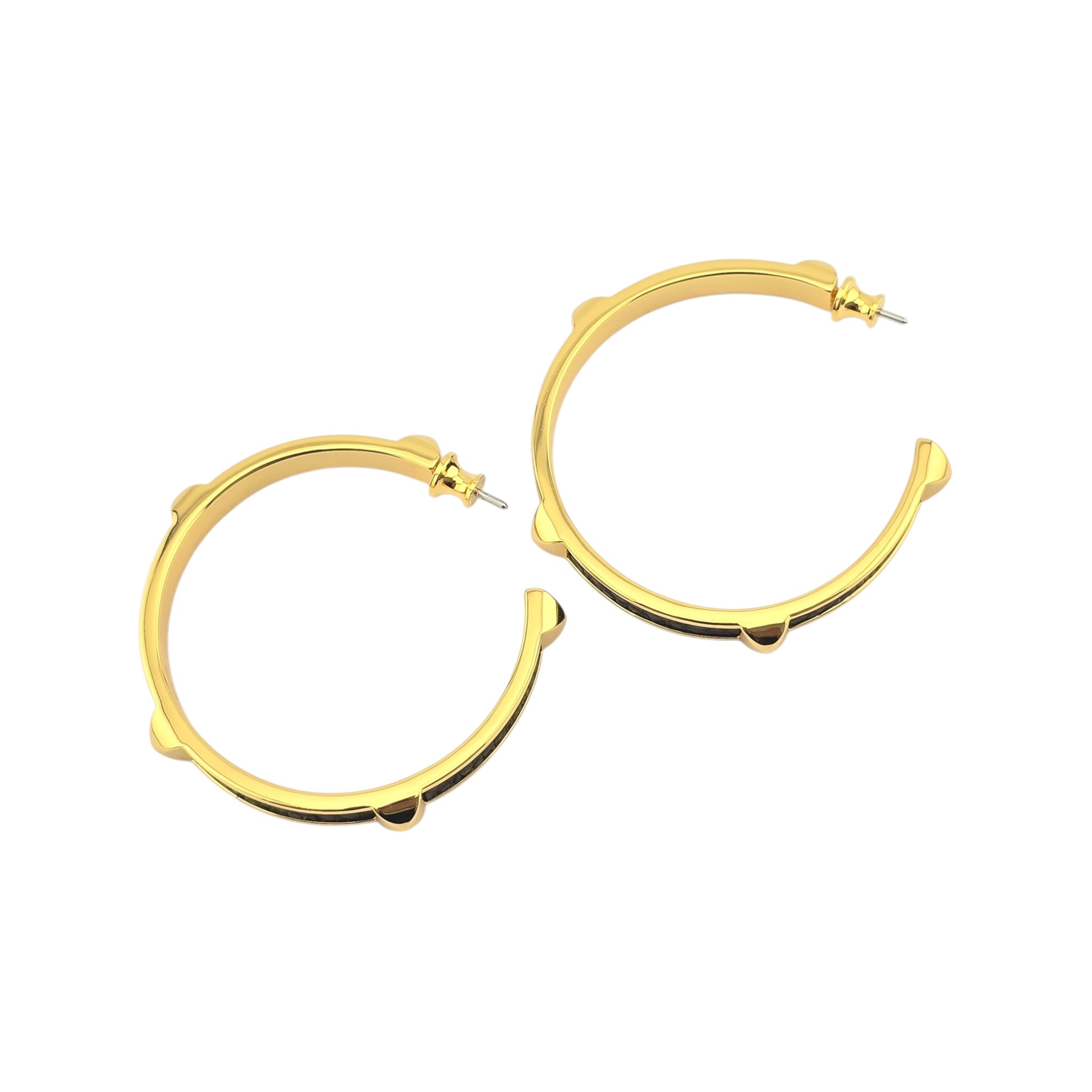 Hermes Athena Large Black Gold Earrings