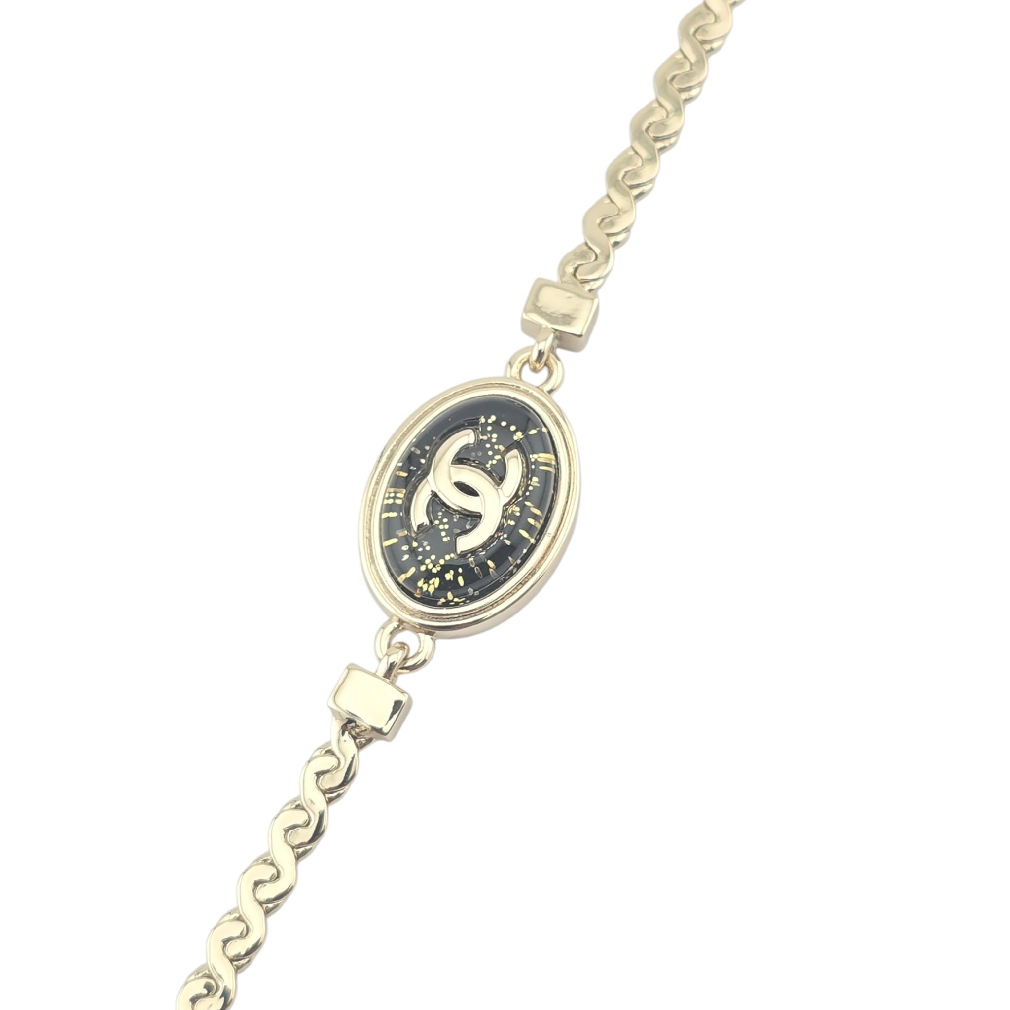 Chanel CC Gold Black Enamel Bracelet 2025