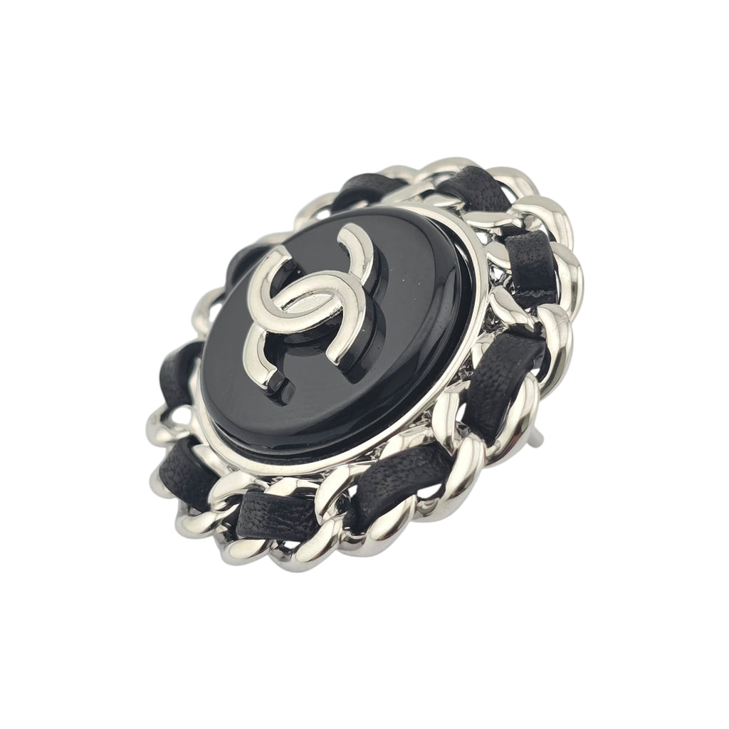 Chanel CC Round Silver Black Earrings 2025
