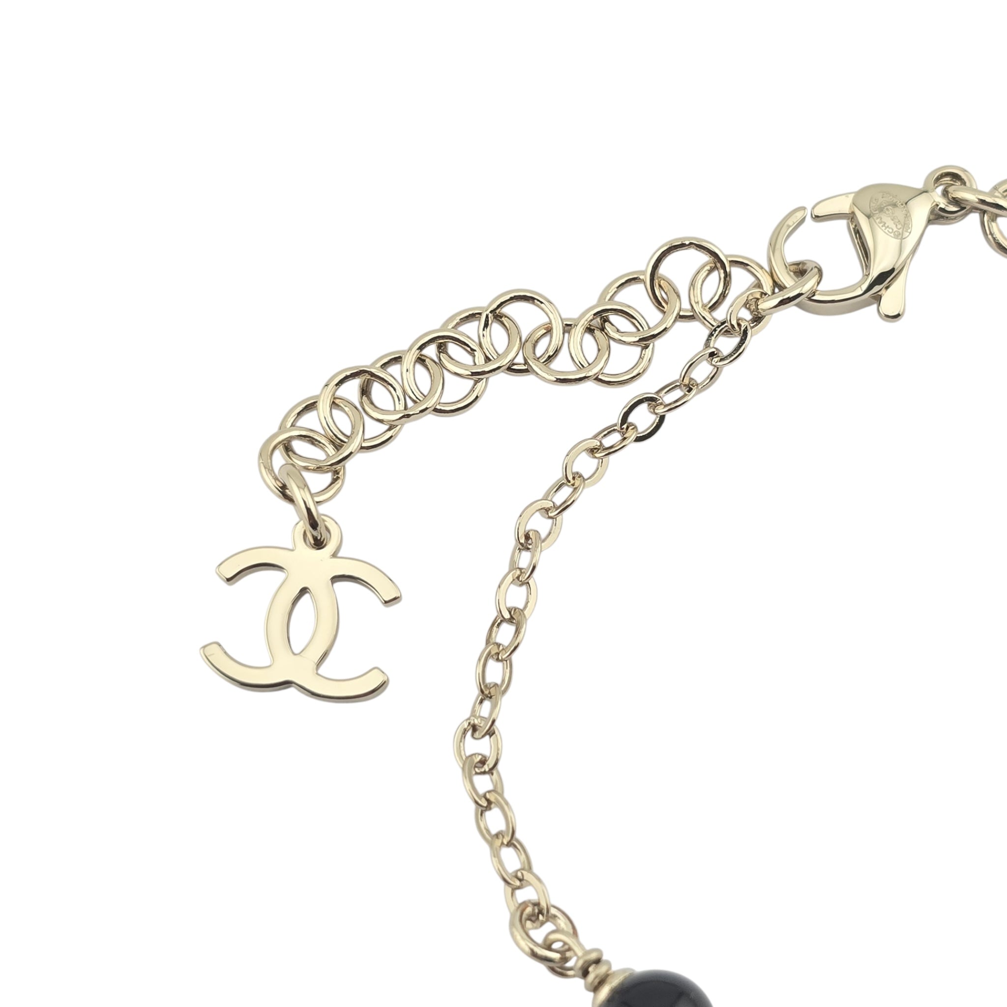 Chanel CC Gold Black Crystal Bracelet