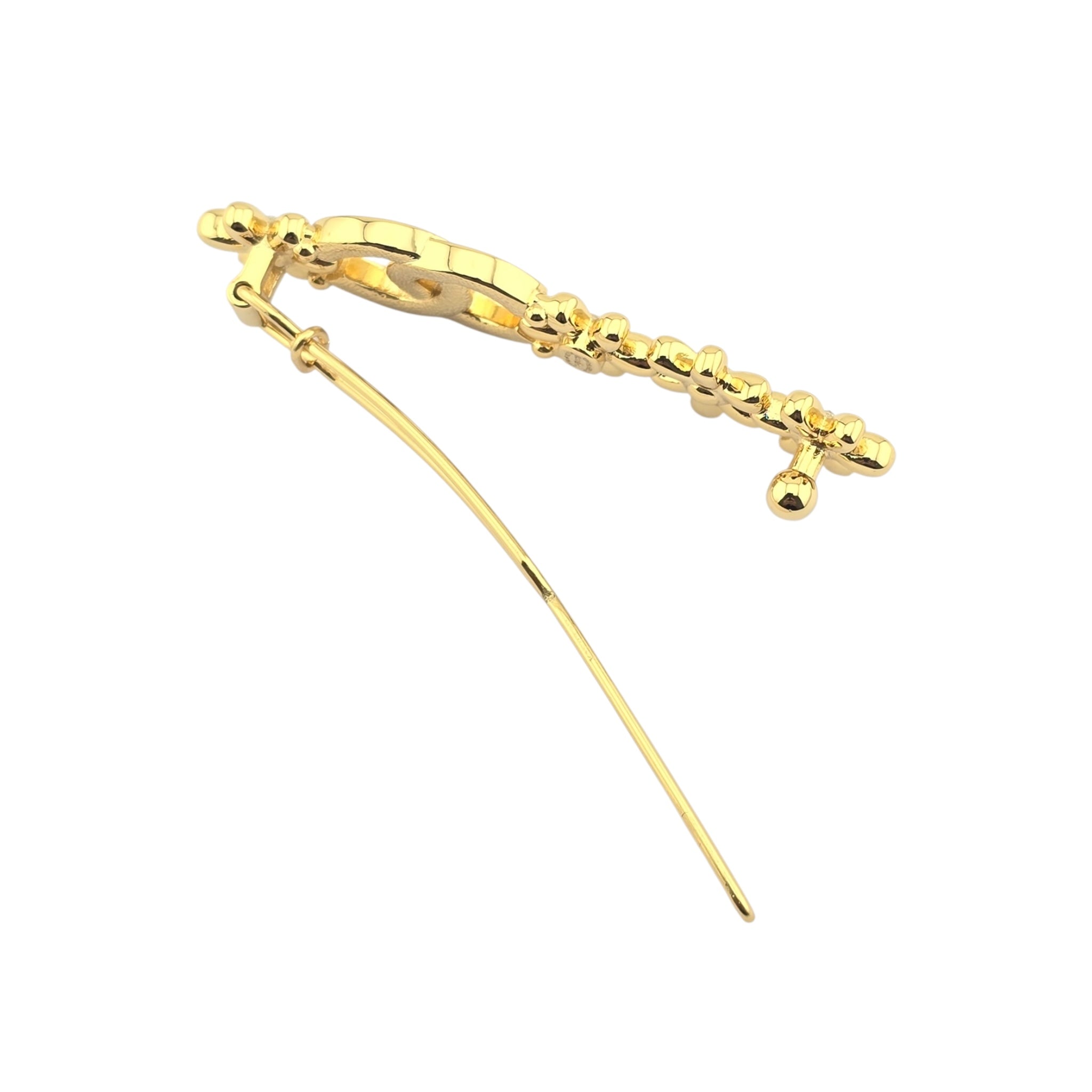 Chanel CC Gold Metal Floral Hair Clip Barette 2023