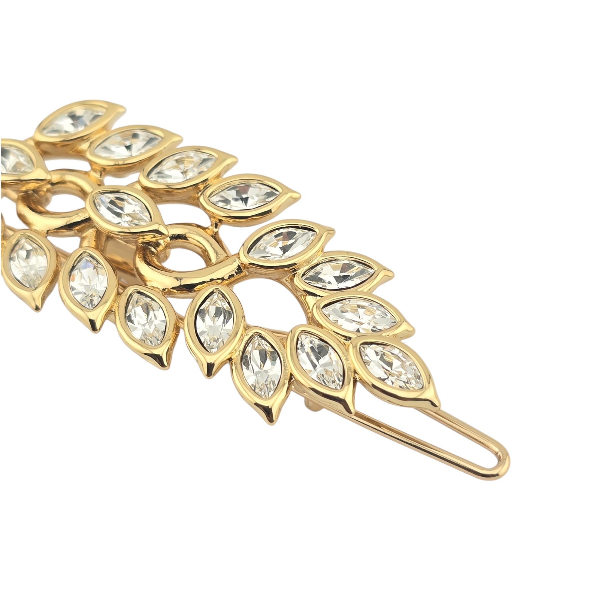 Chanel CC Gold Crystal Leaf Hair Pin 2022