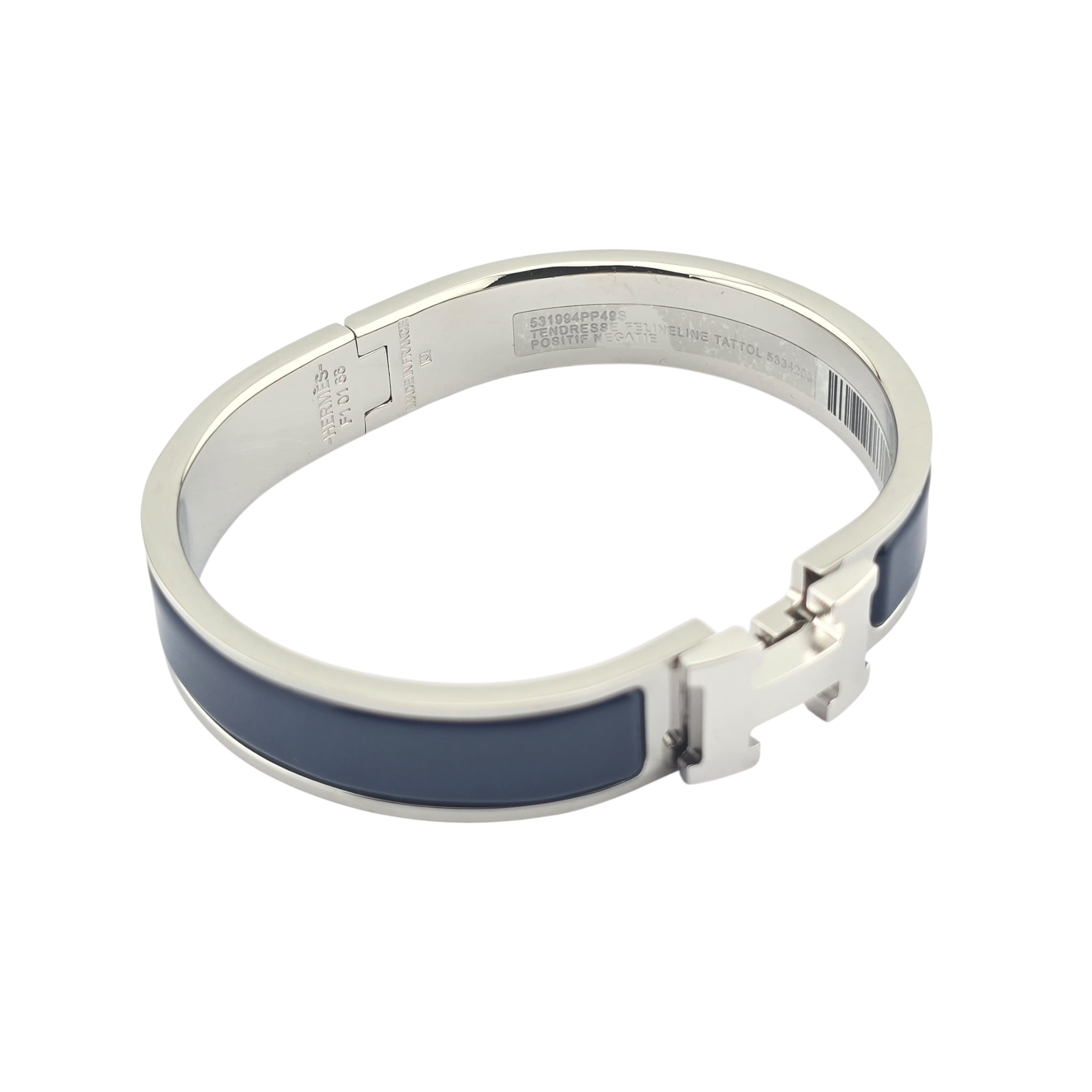 Hermes Clic H Bracelet Navy Blue Palladium GM