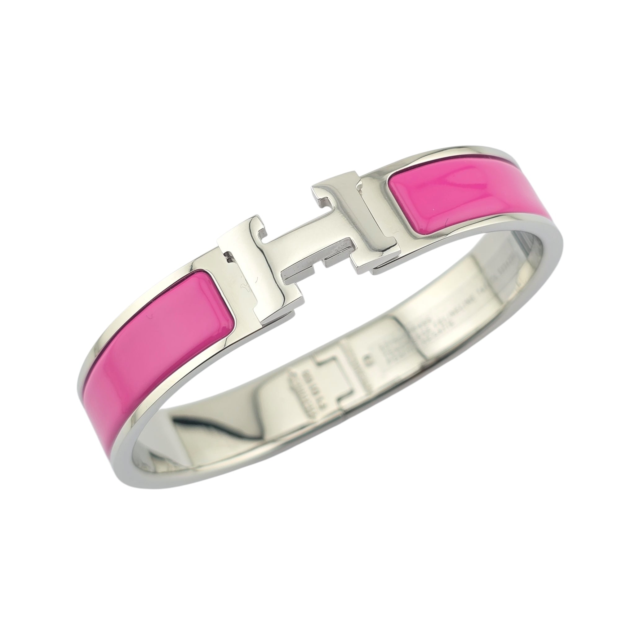 Hermes Clic H Bracelet Rose Azalee Palladium GM