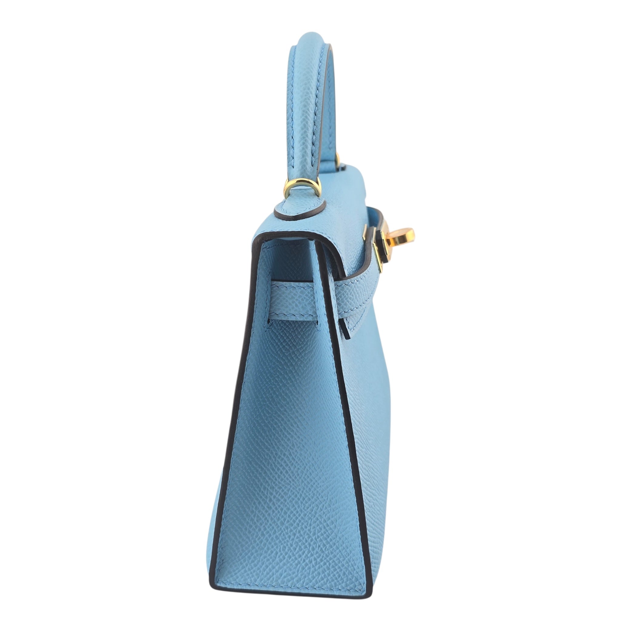 Hermes Mini Kelly II Bleu Celeste Epsom Gold Hardware