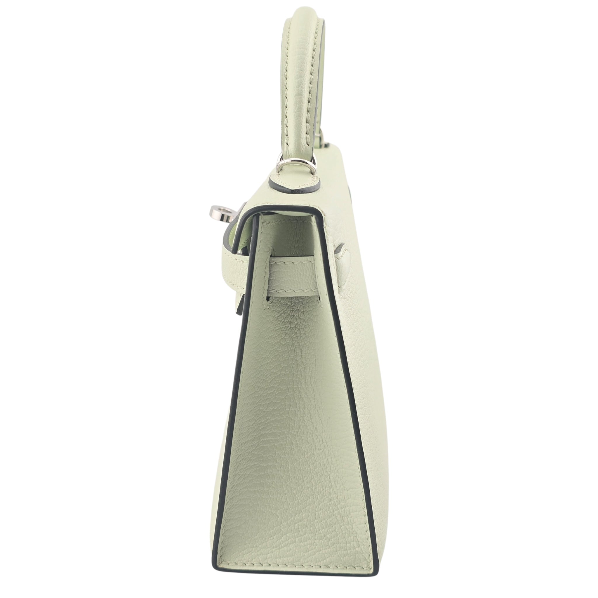 Hermes Mini Kelly II Vert Fizz Chevre Palladium Hardware Bag