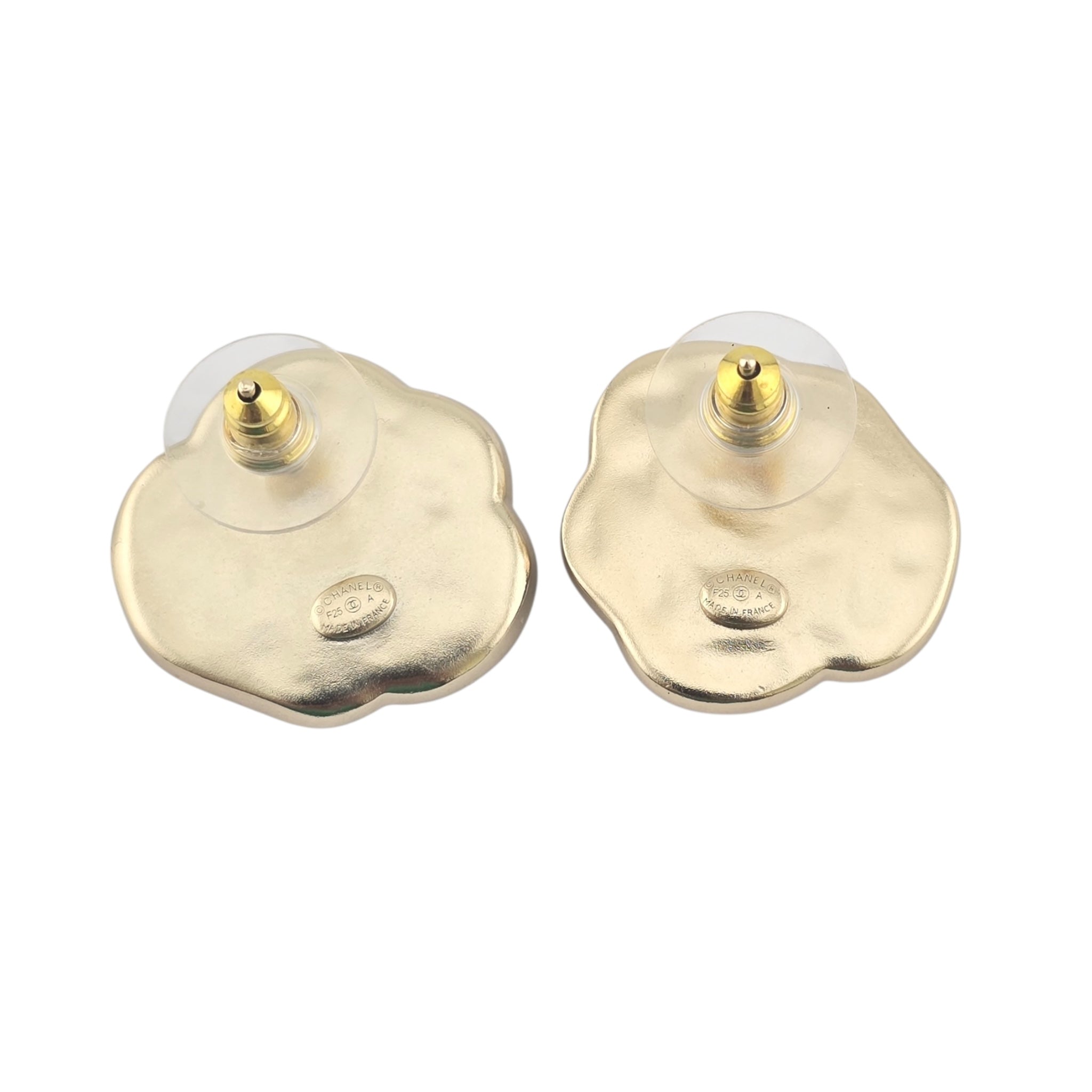 Chanel CC White Resin Stud Earrings 2025