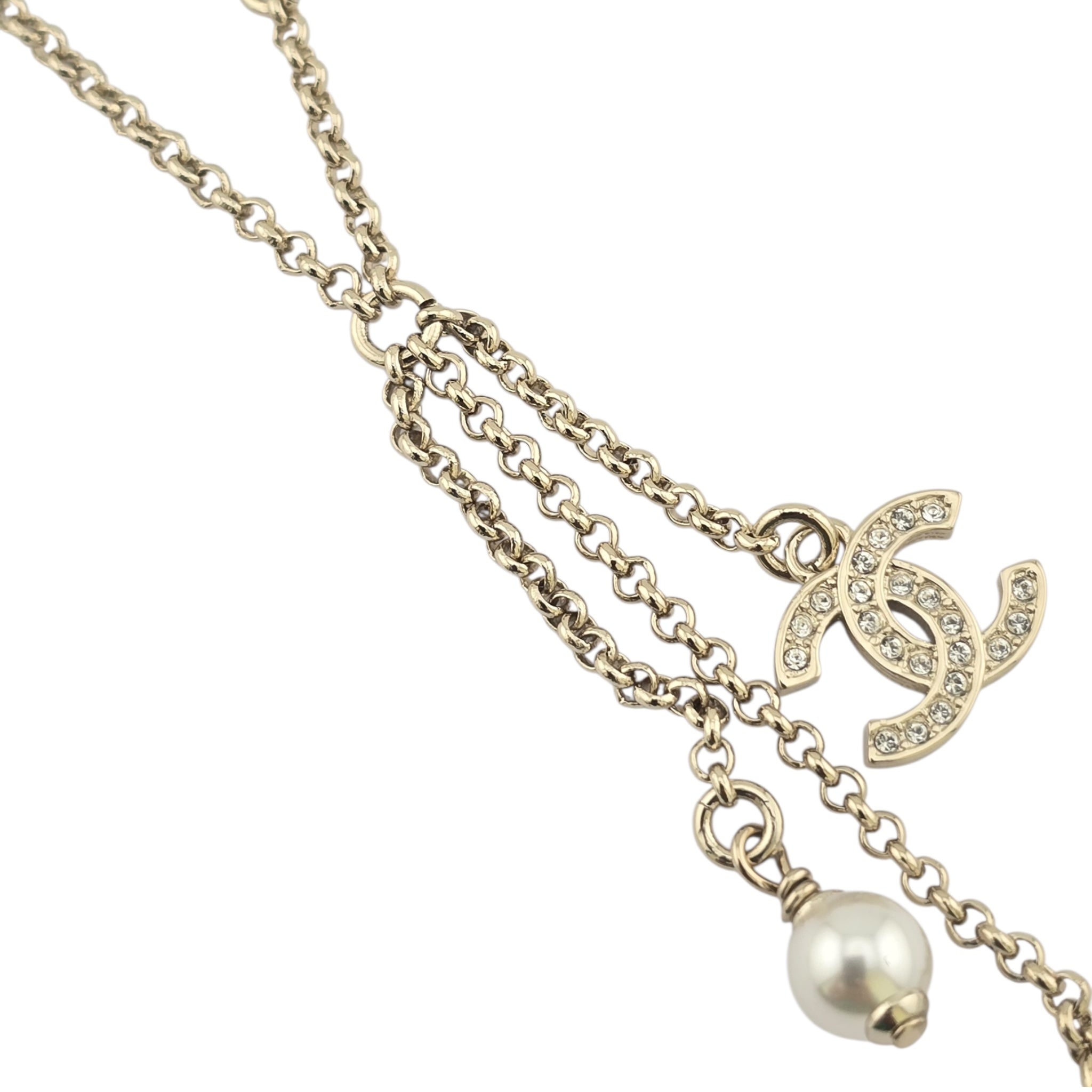 Chanel CC Gold Drop Pendant Necklace 2025