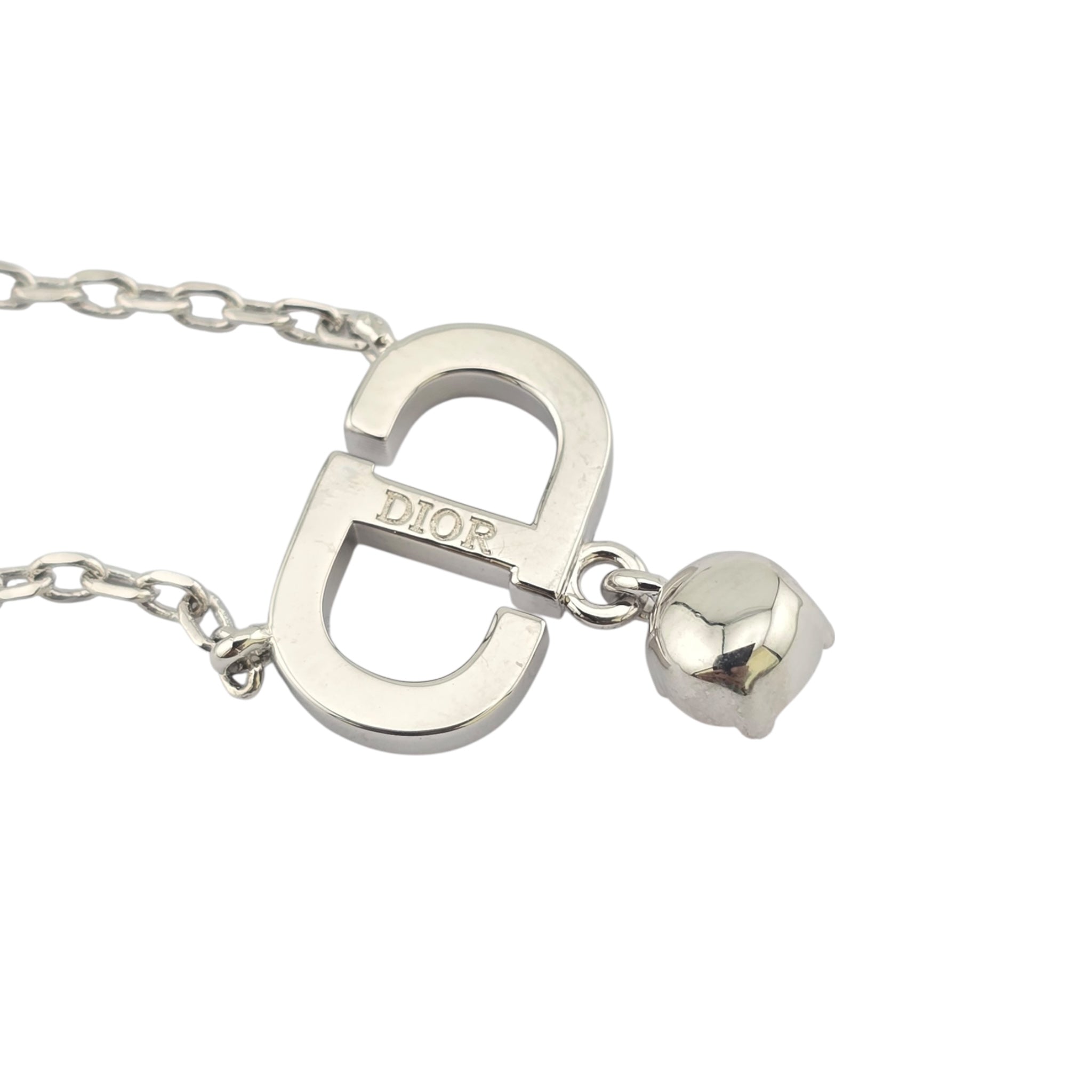 Christian Dior Petit CD Silver Pink Necklace