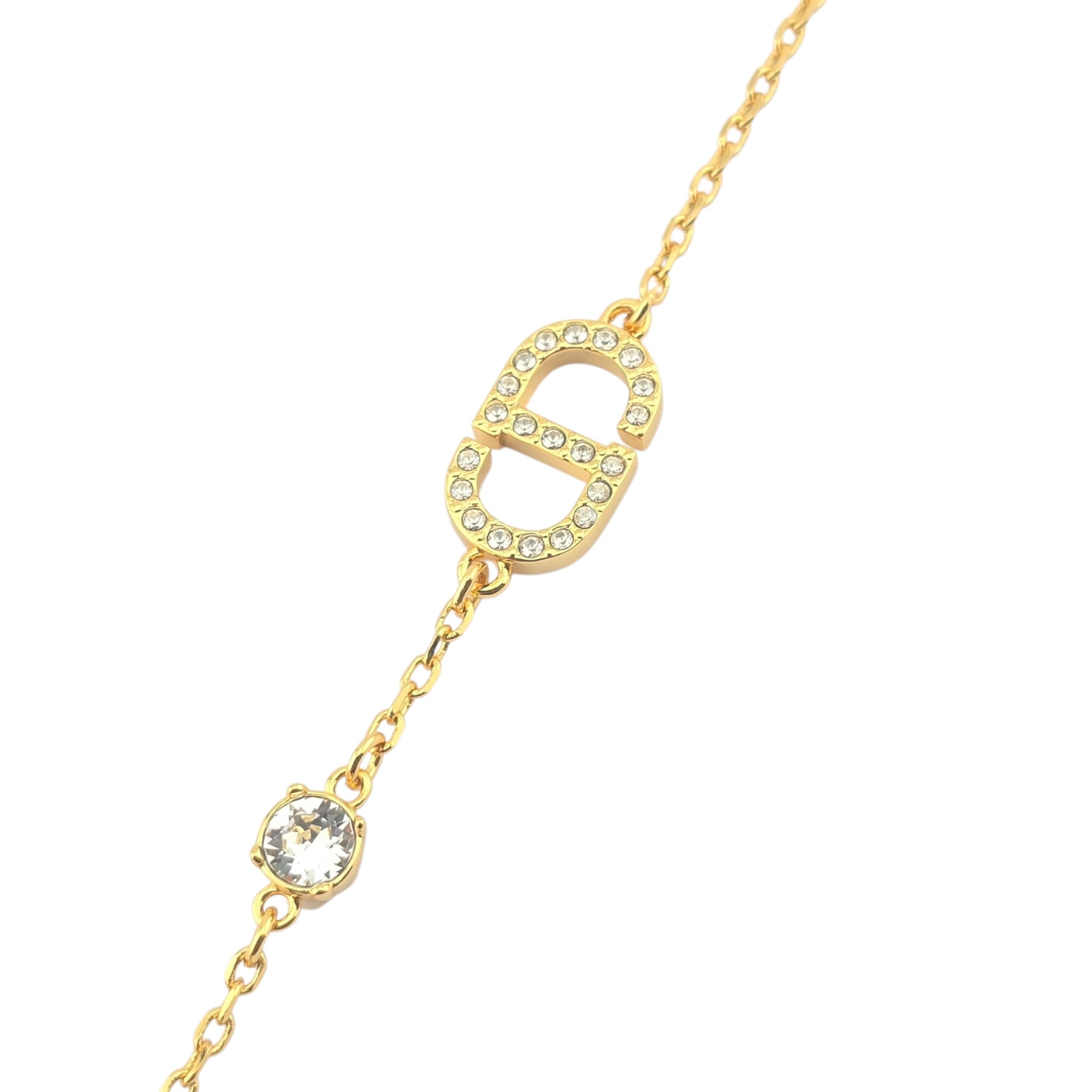 Christian Dior Petit CD Crystals Gold Tone Bracelet