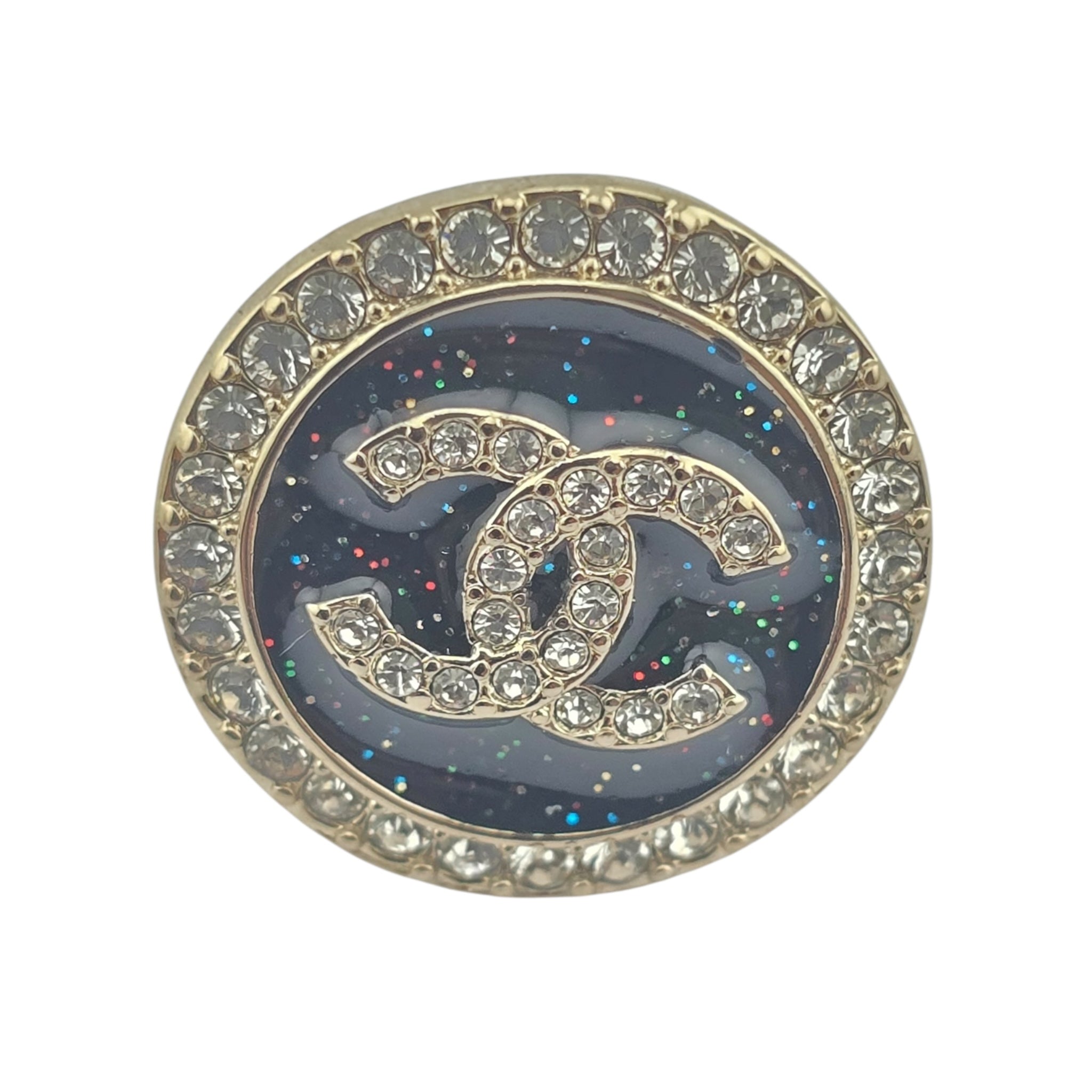 Chanel CC Black Resin Crystal Earrings 2025