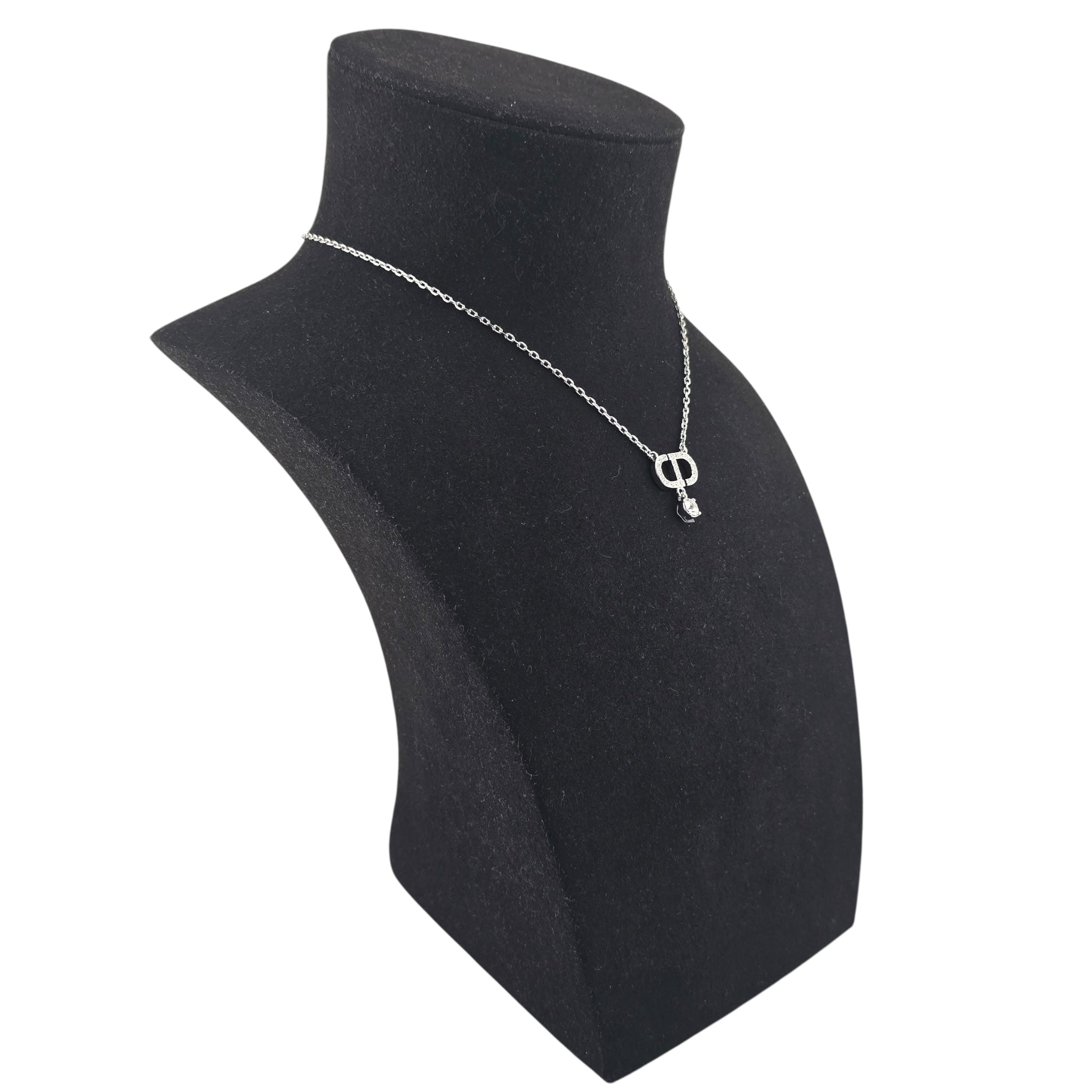 Christian Dior Silver Petit CD Crystal Necklace