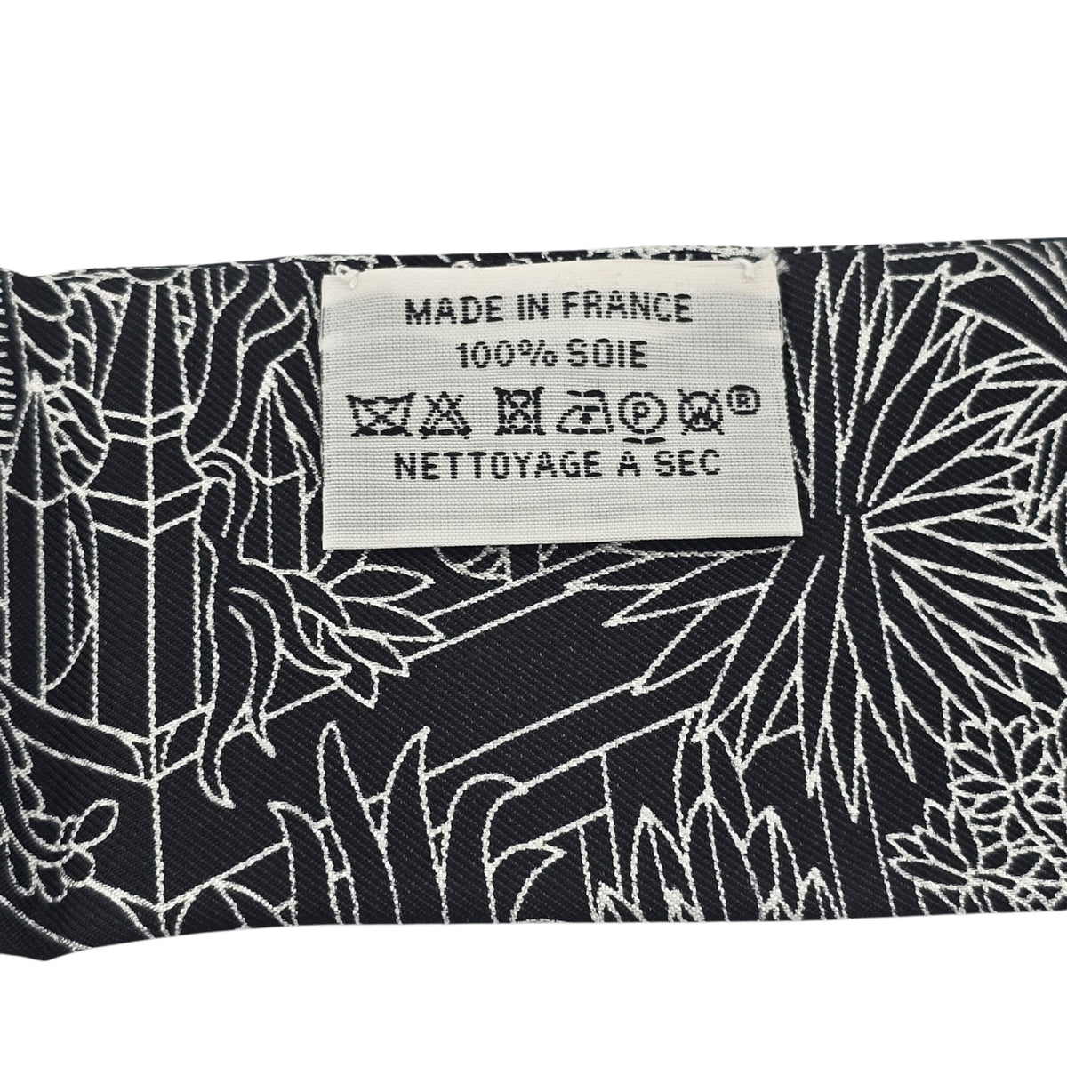 Hermes Silk Animapolis Twilly Black White