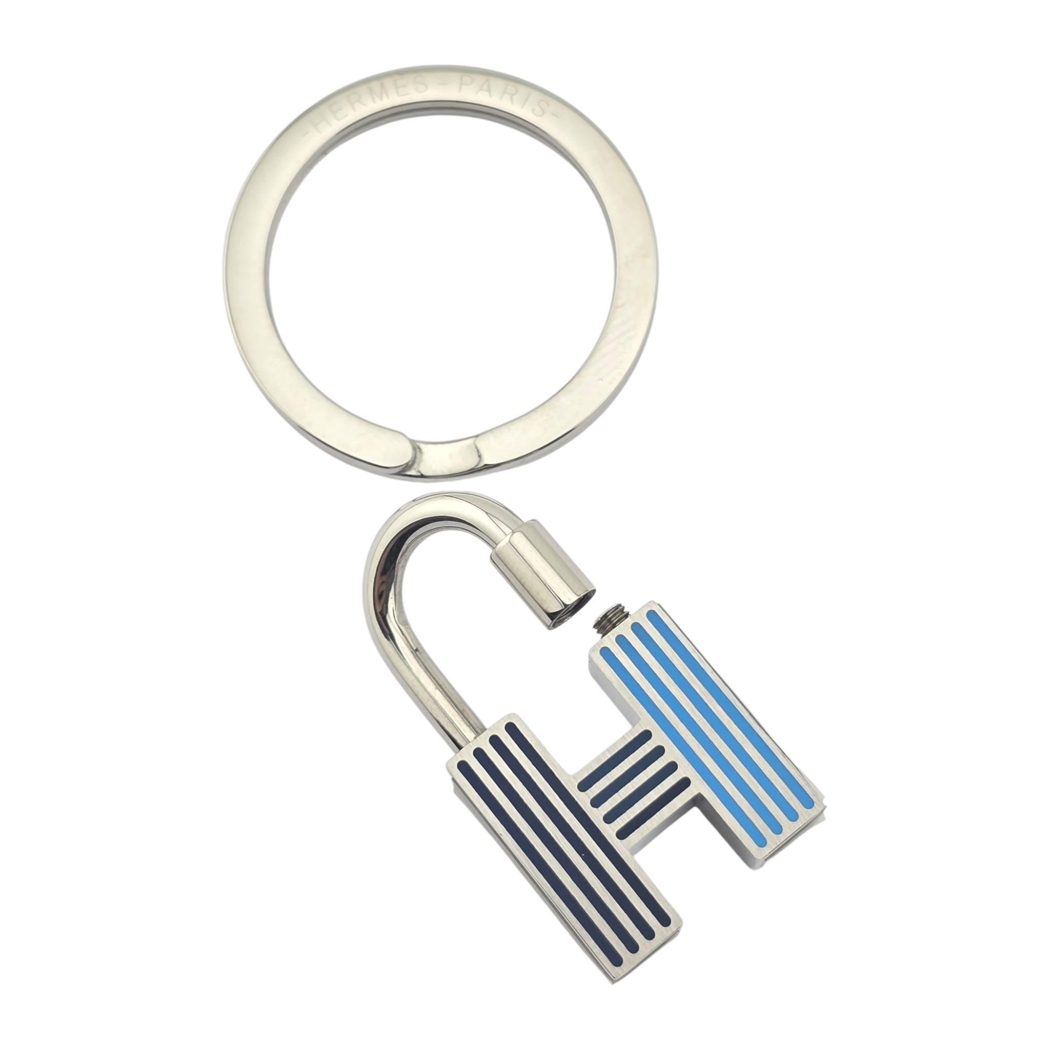 Hermes Cadenas Quizz Rainbow Blue Key Ring