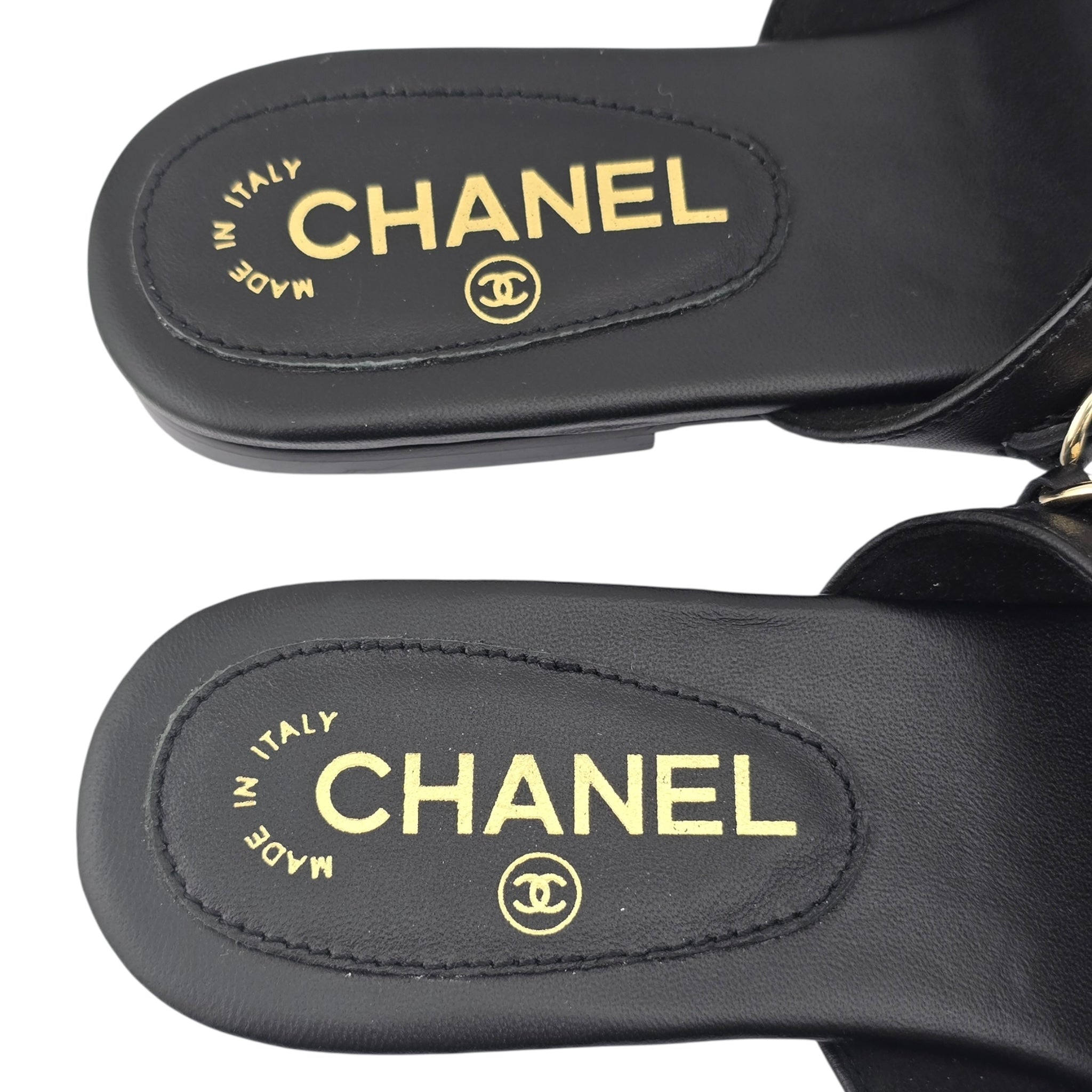 Chanel CC Black Turnlock Sandals - 39