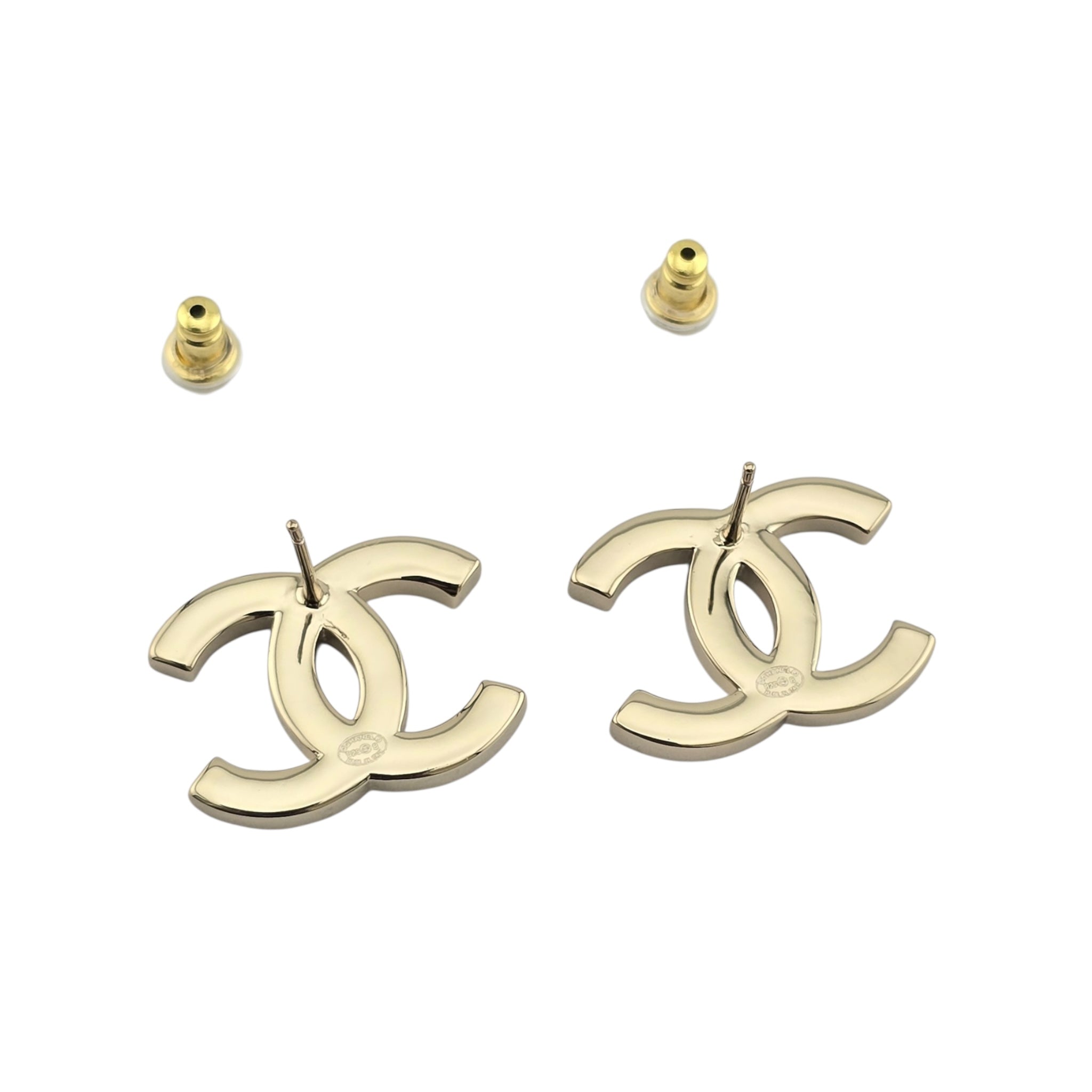 Chanel CC Gold Pink Stud Earrings 2025