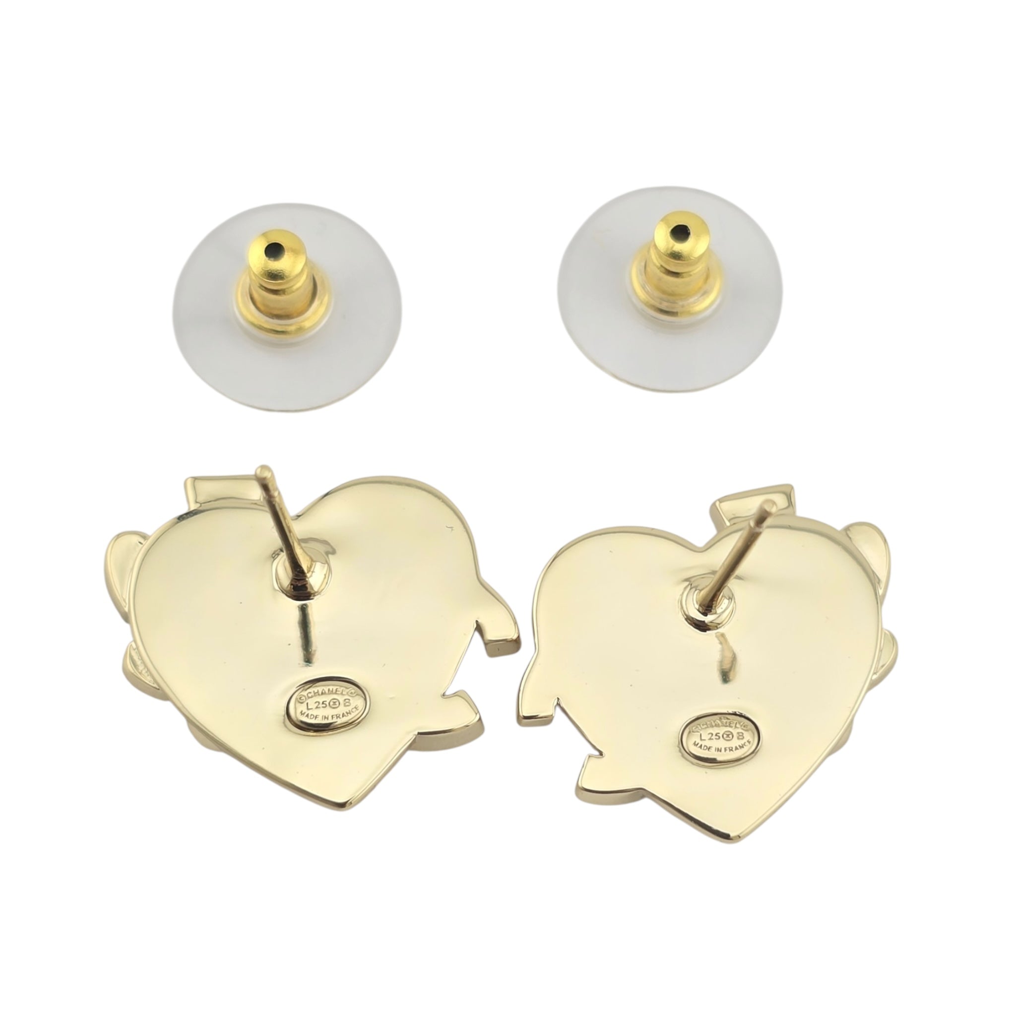 Chanel CC Crystal Heart Earrings Gold 2025