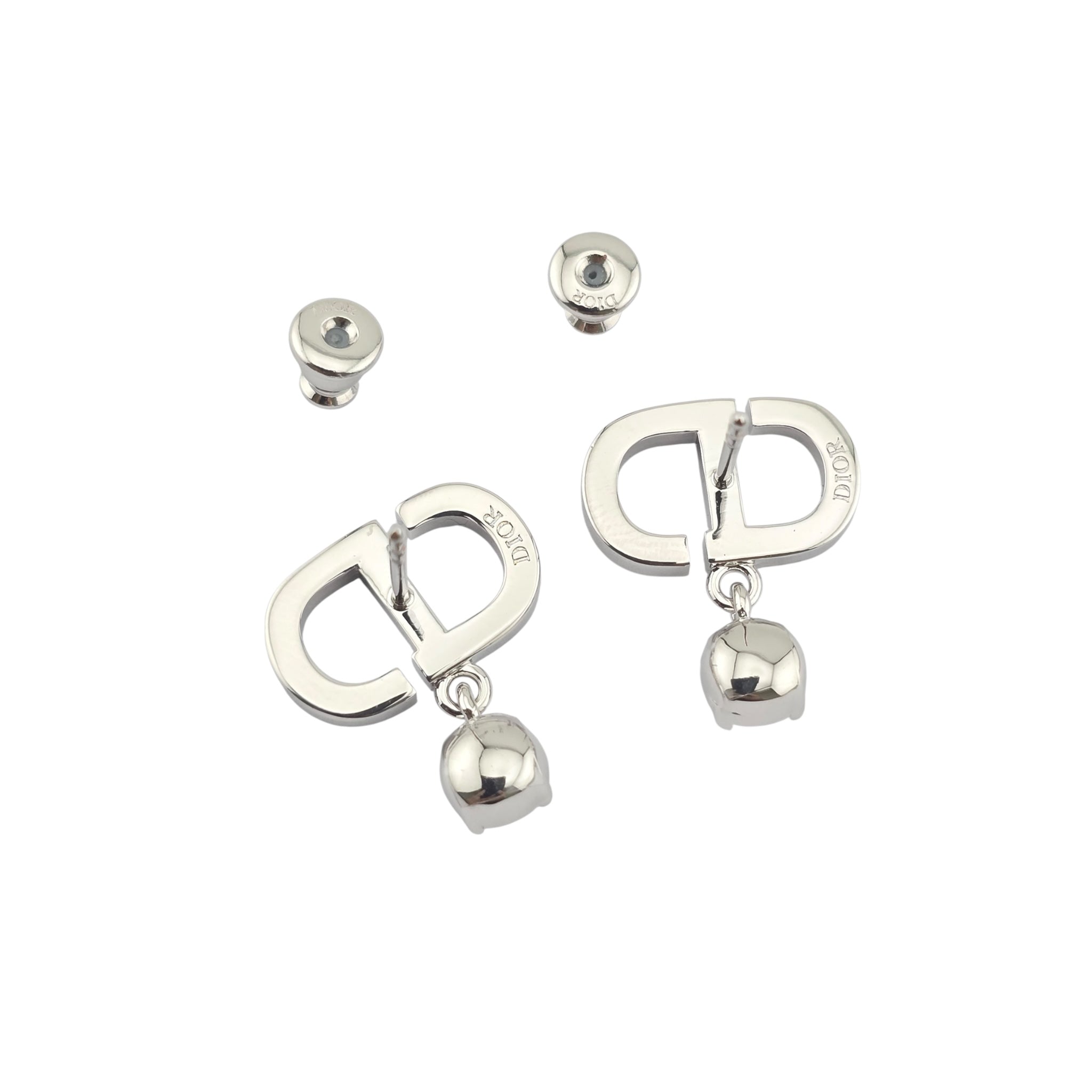 Christian Dior Petit CD Silver Crystal Earrings