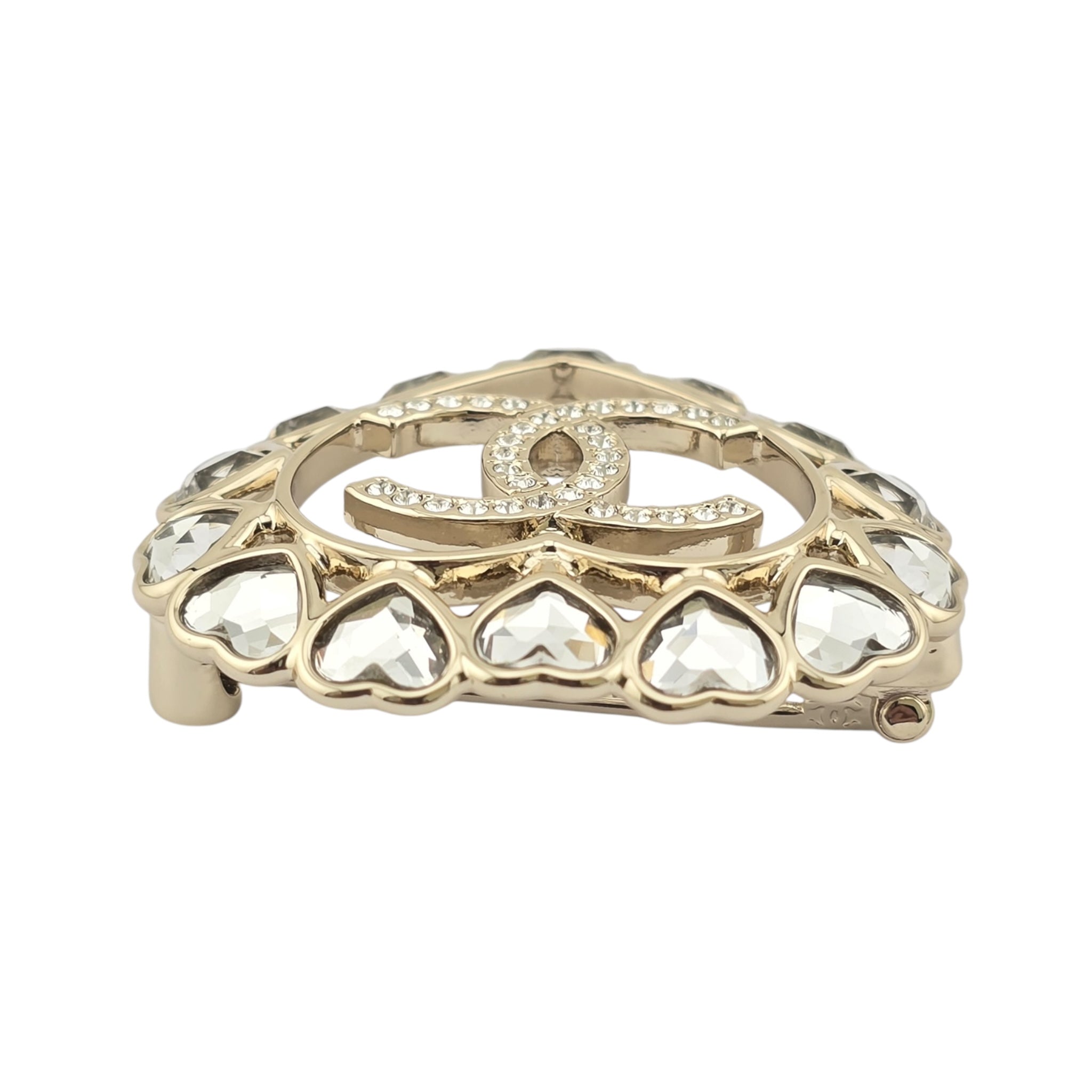 Chanel CC Crystal Gold Heart Brooch 2025