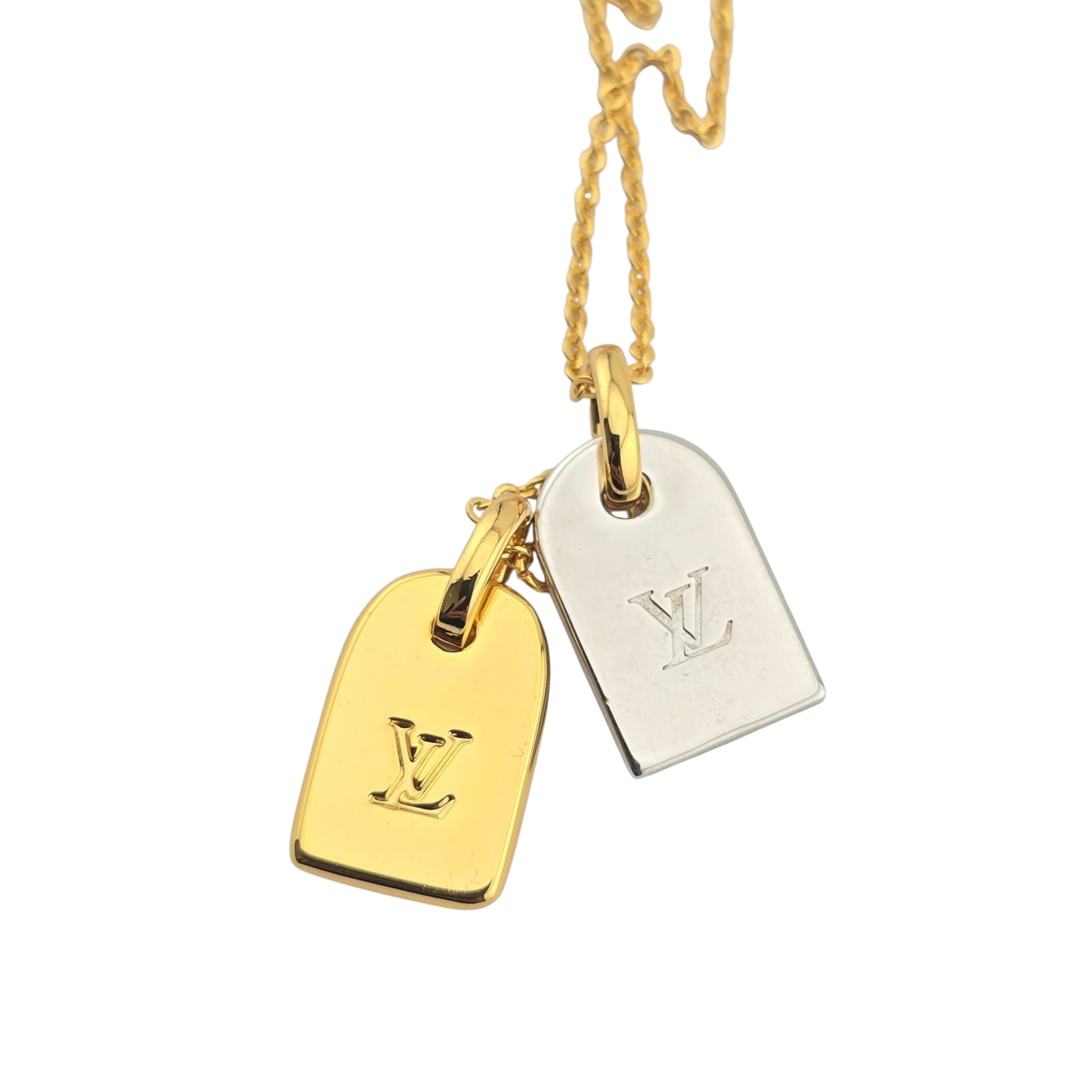 Louis Vuitton LV Nanogram Name Tag Necklace Gold