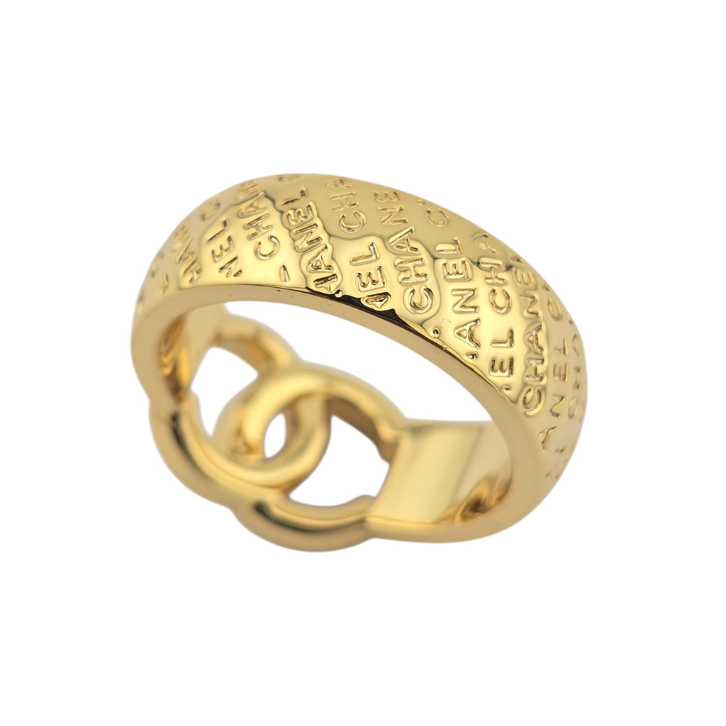 Chanel CC Gold Crystal Ring 2024